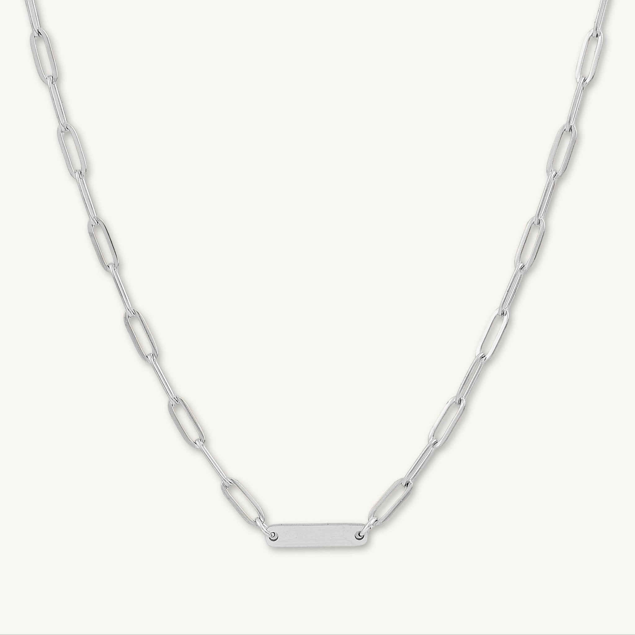 1 Bar Paper link Engraved Necklace - Camile & Stone