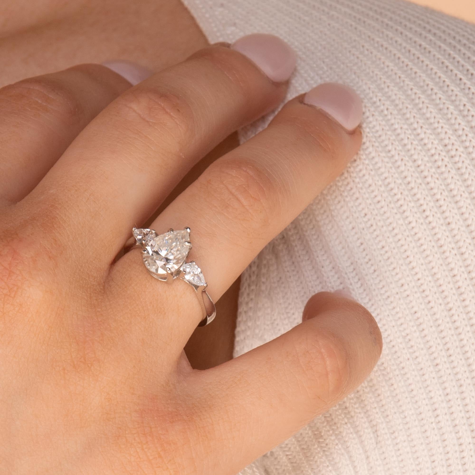 1.0 ct Teardrop Moissanite Diamond Ring - Camile & Stone