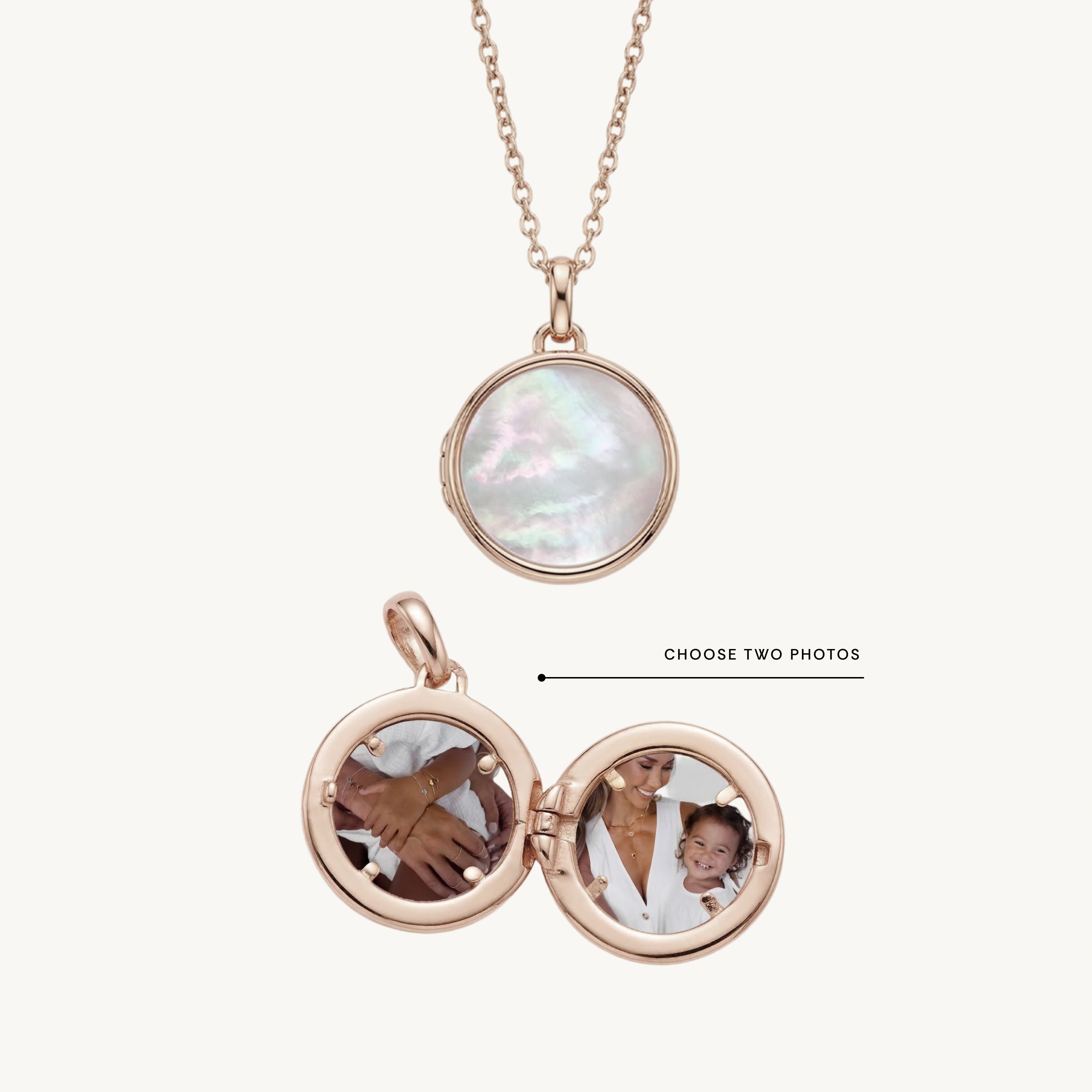Eternal Circle MOP Photo Locket Necklace
