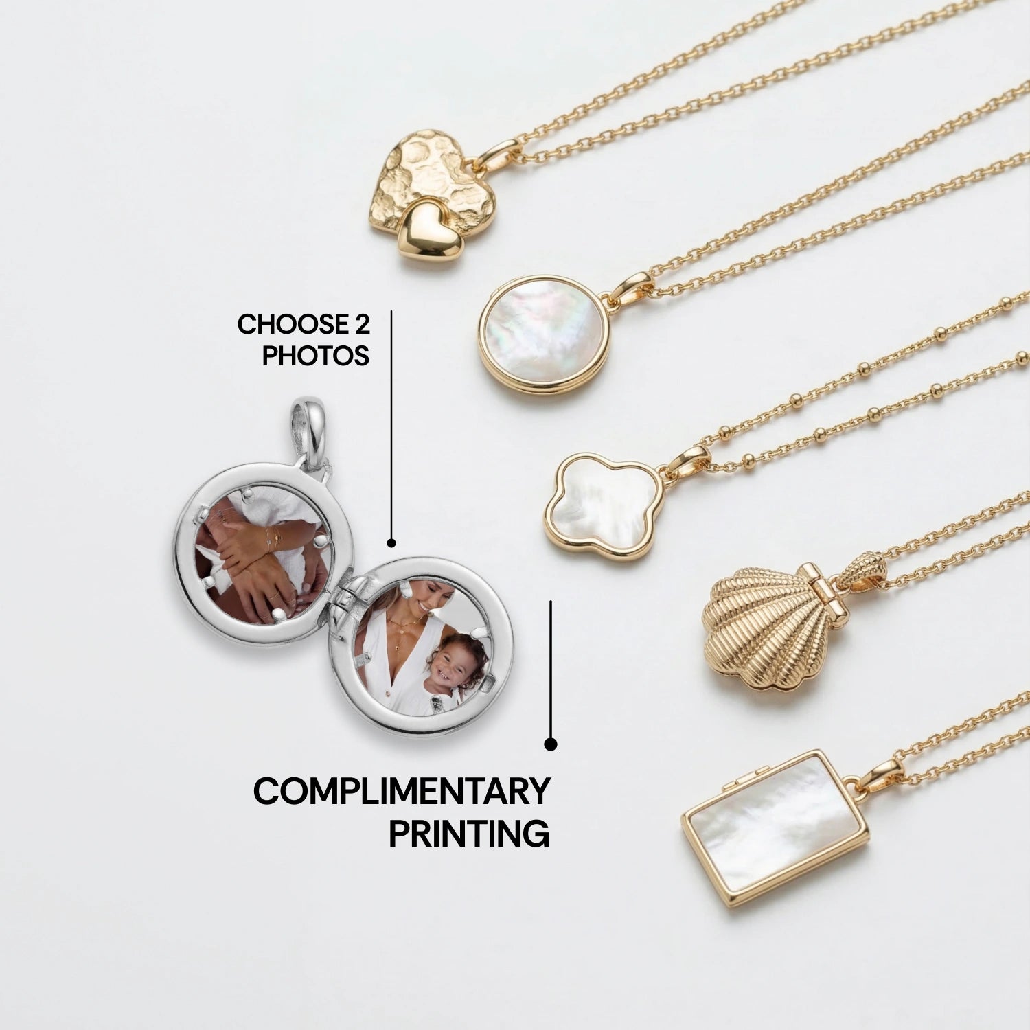 Clover MOP Photo Locket Necklace