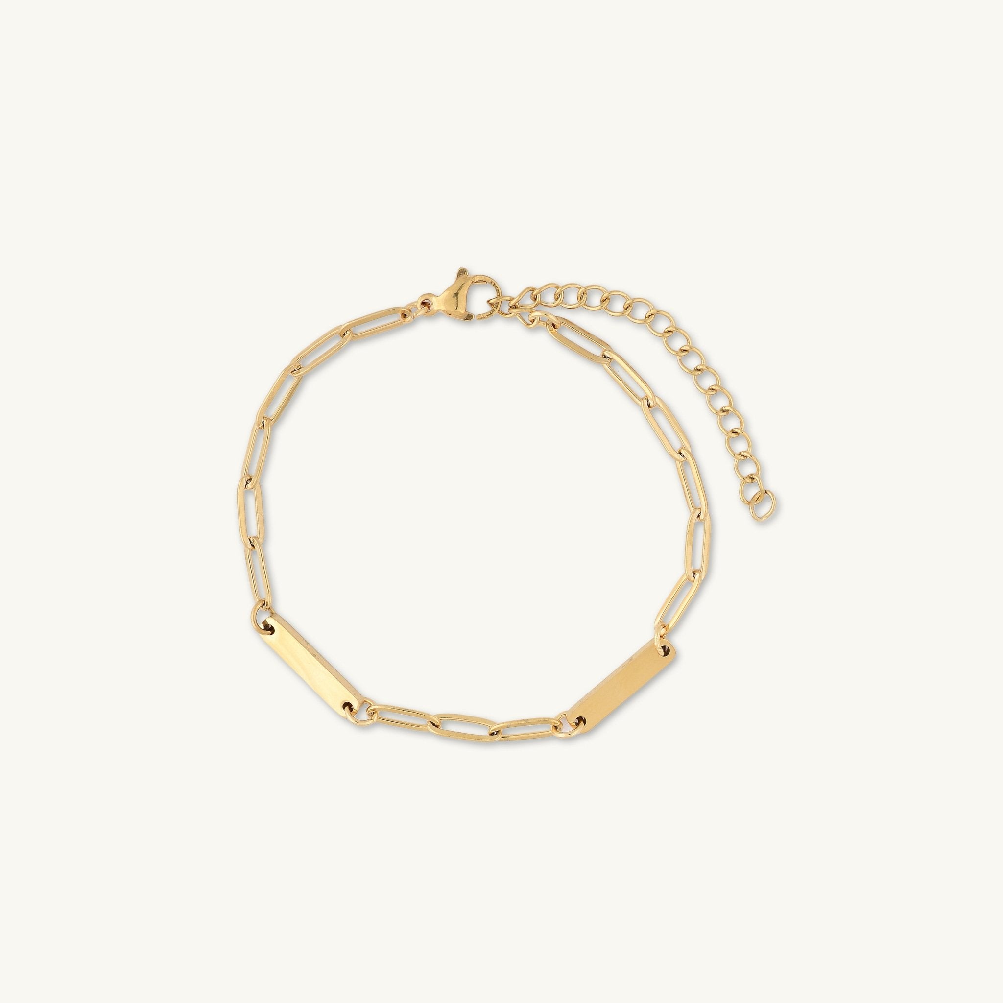 2 Bar Paper link Engraved Bracelet - Camile & Stone