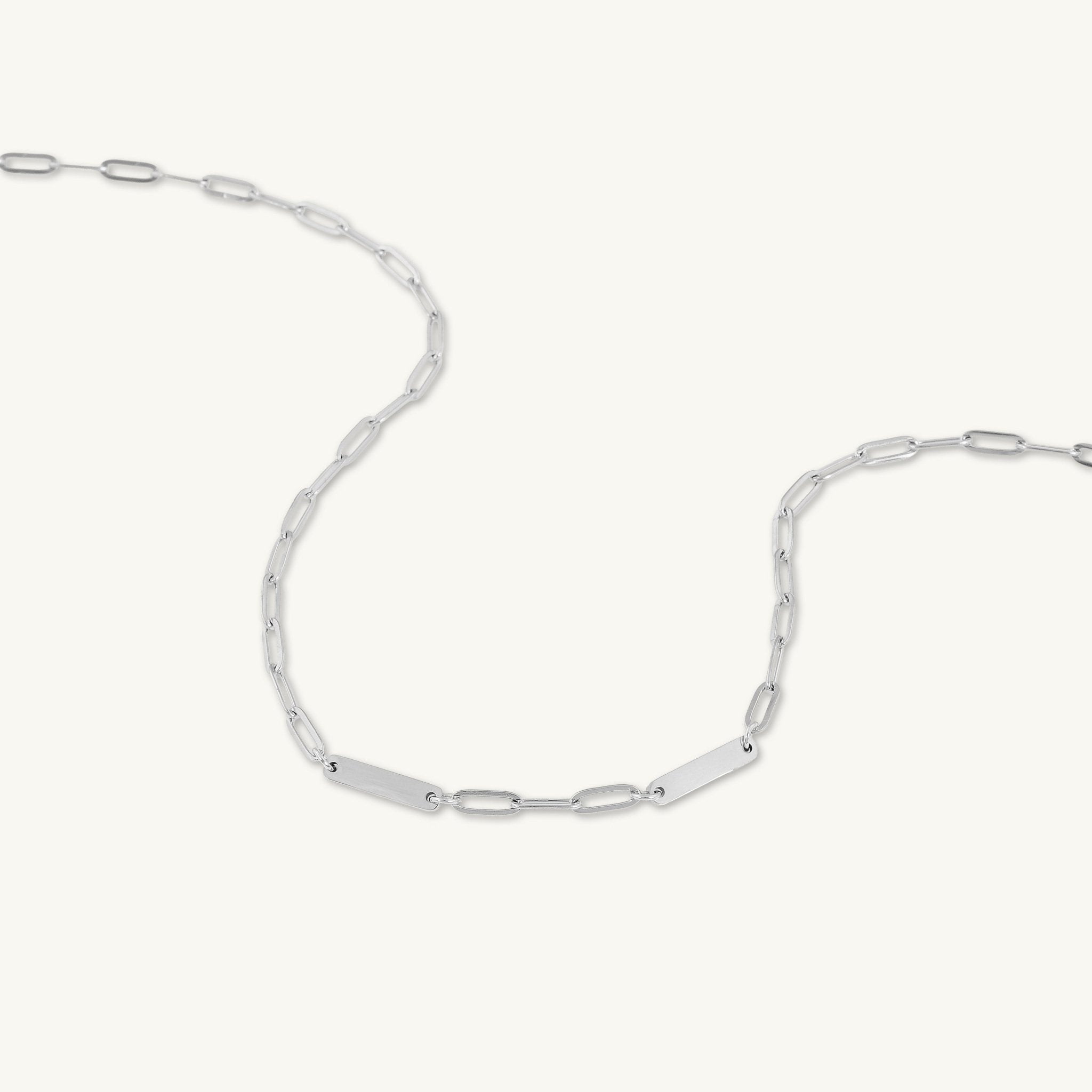 2 Bar Paper link Engraved Necklace - Camile & Stone