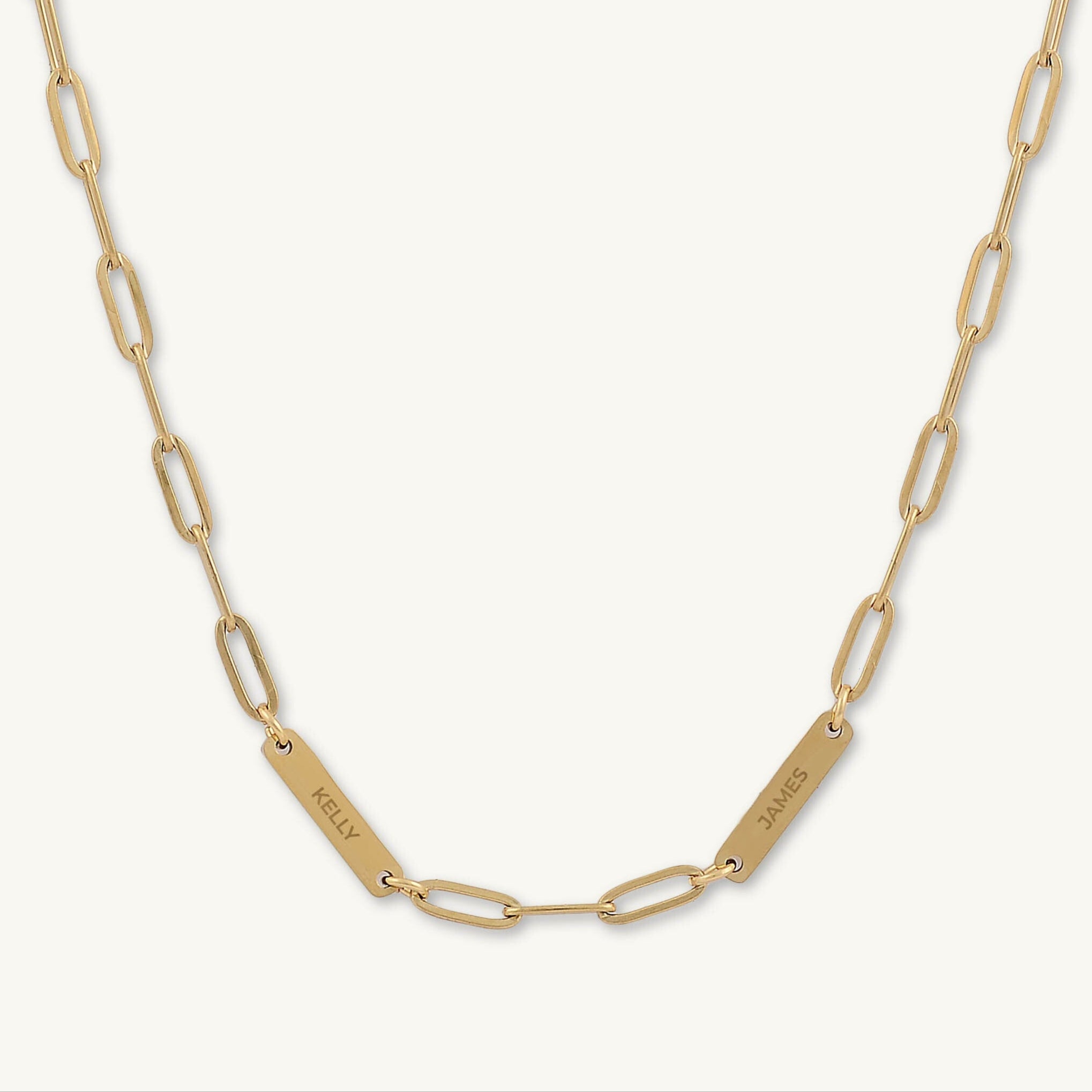 2 Bar Paper link Engraved Necklace - Camile & Stone