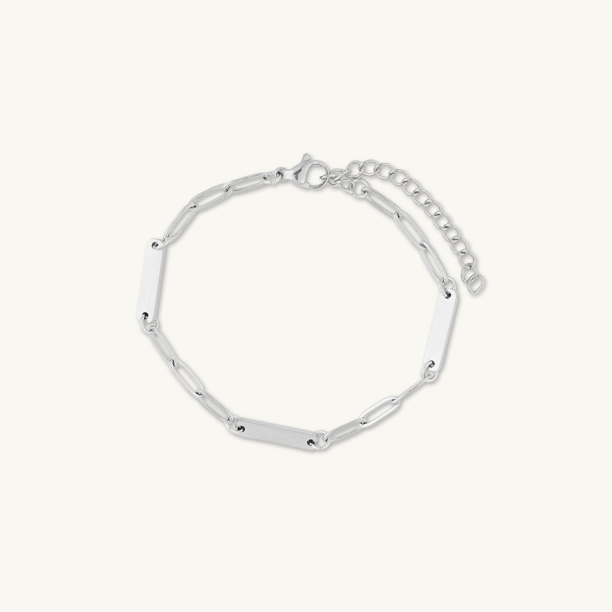 3 Bar Paper link Engraved Bracelet - Camile & Stone