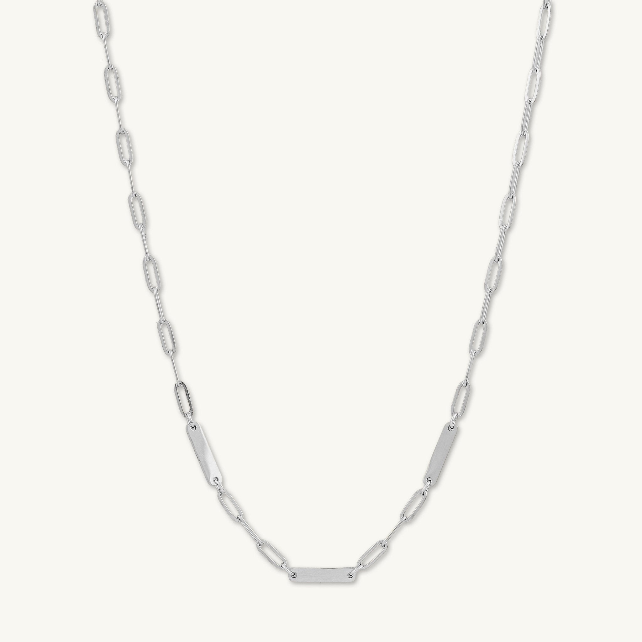 3 Bar Paper link Engraved Necklace - Camile & Stone