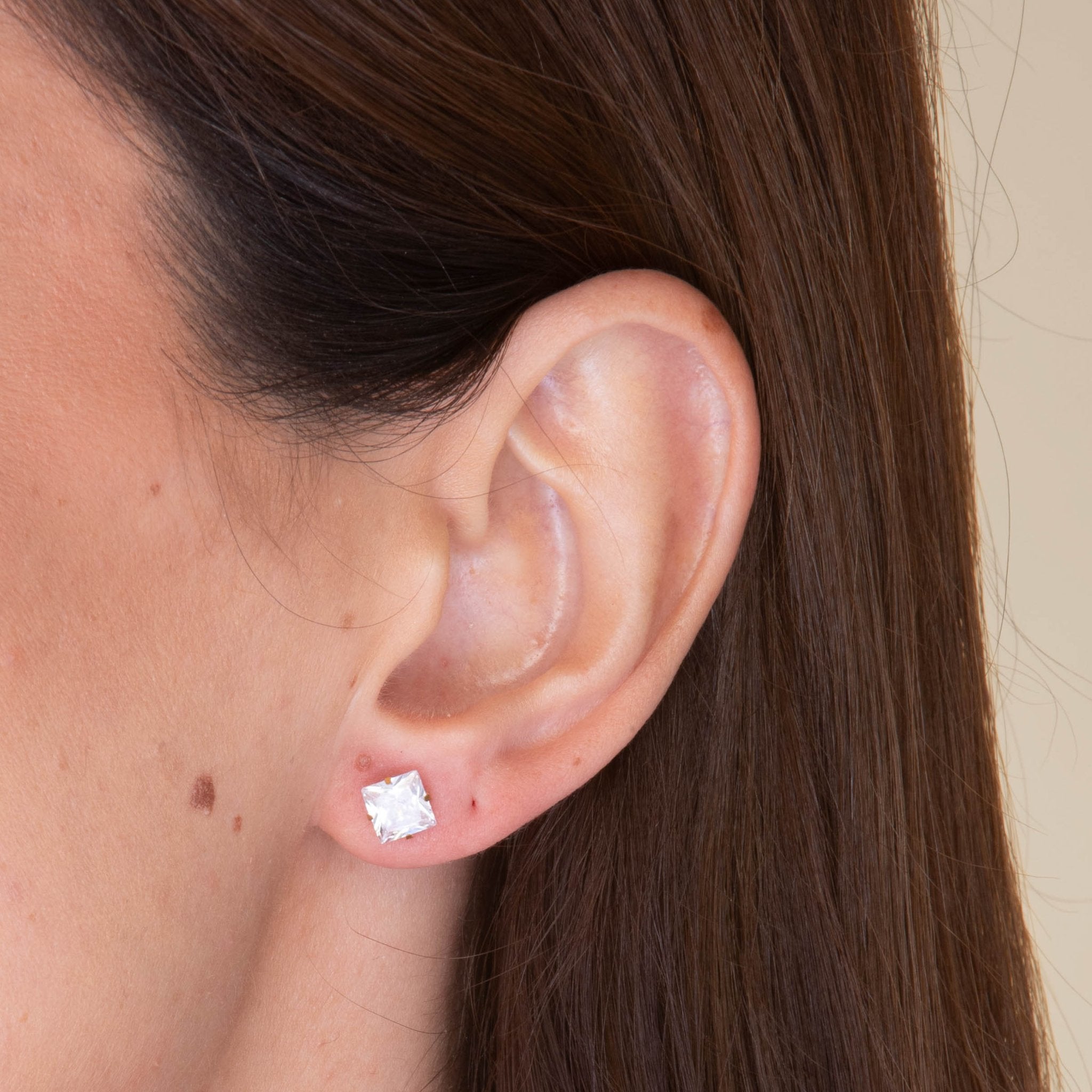 6mm Unisex Square Zirconia Stud Earrings - Camile & Stone