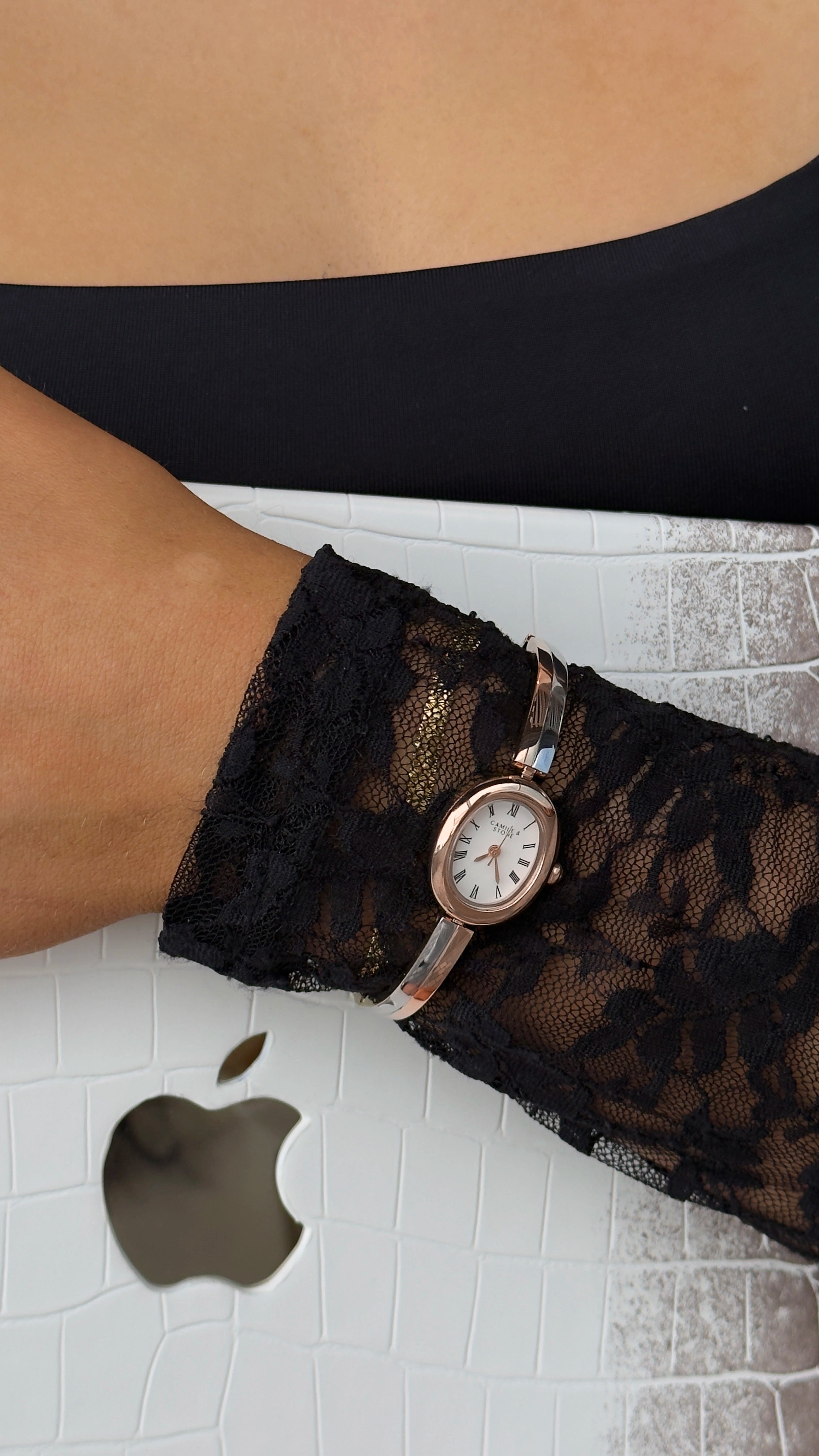 Audrey Two-Tone Oval Watch | Rose Gold