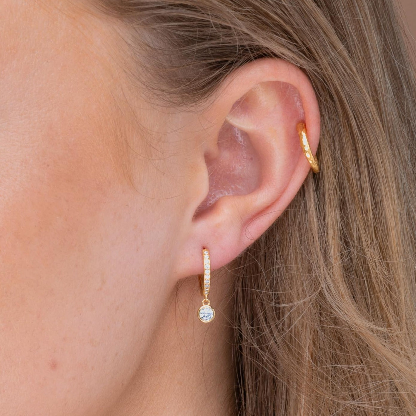 Sapphire Drop Hoop Earrings