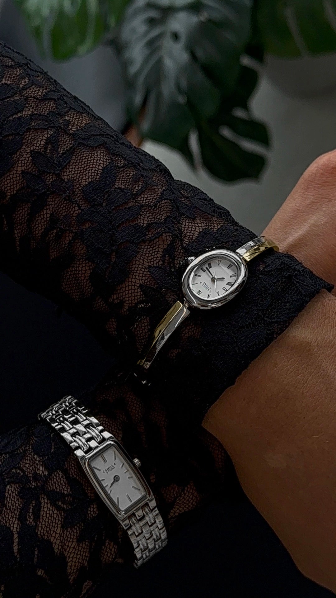 Audrey Two-Tone Oval Watch | Silver