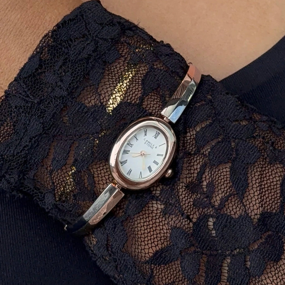 Audrey Two-Tone Oval Watch | Rose Gold