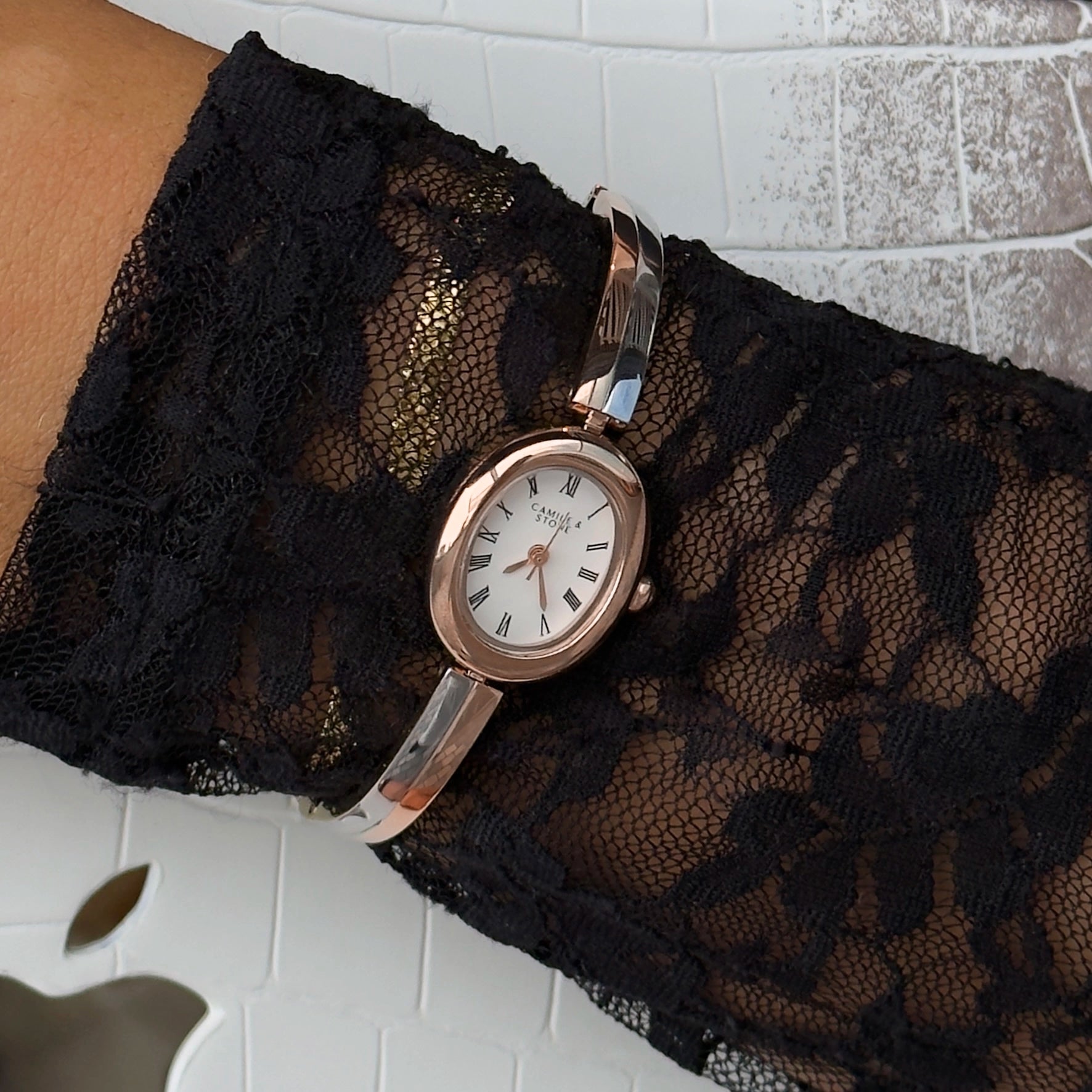 Audrey Two-Tone Oval Watch | Rose Gold