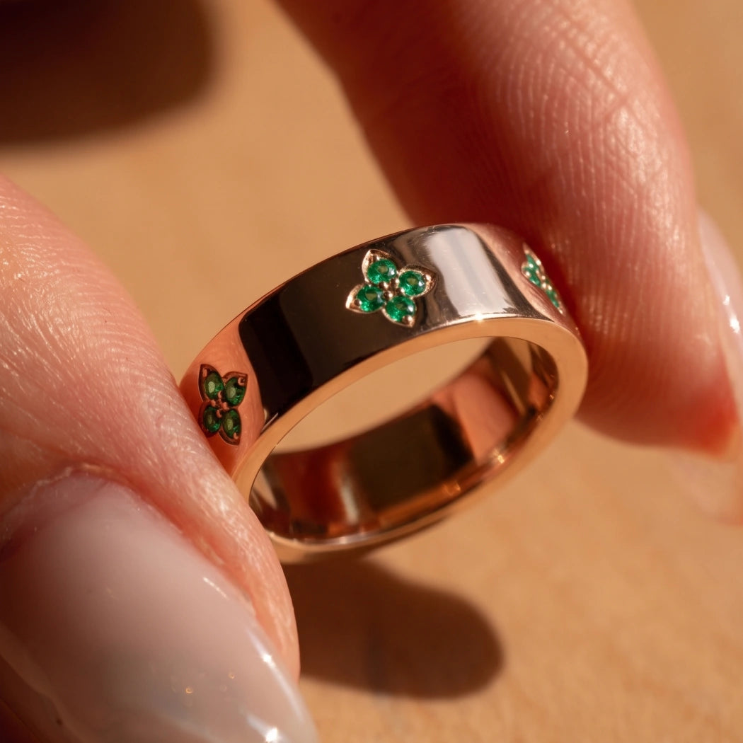 Statement Clover Emerald Sapphire Ring