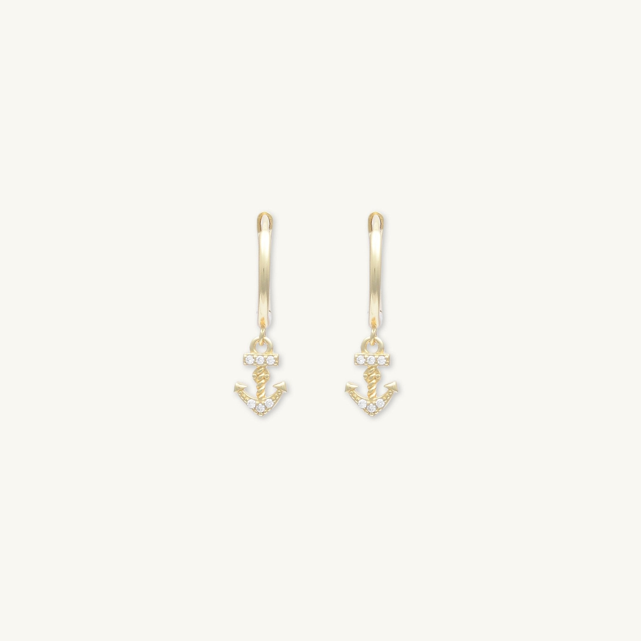 Anchor Sapphire Huggie Earrings - Camile & Stone