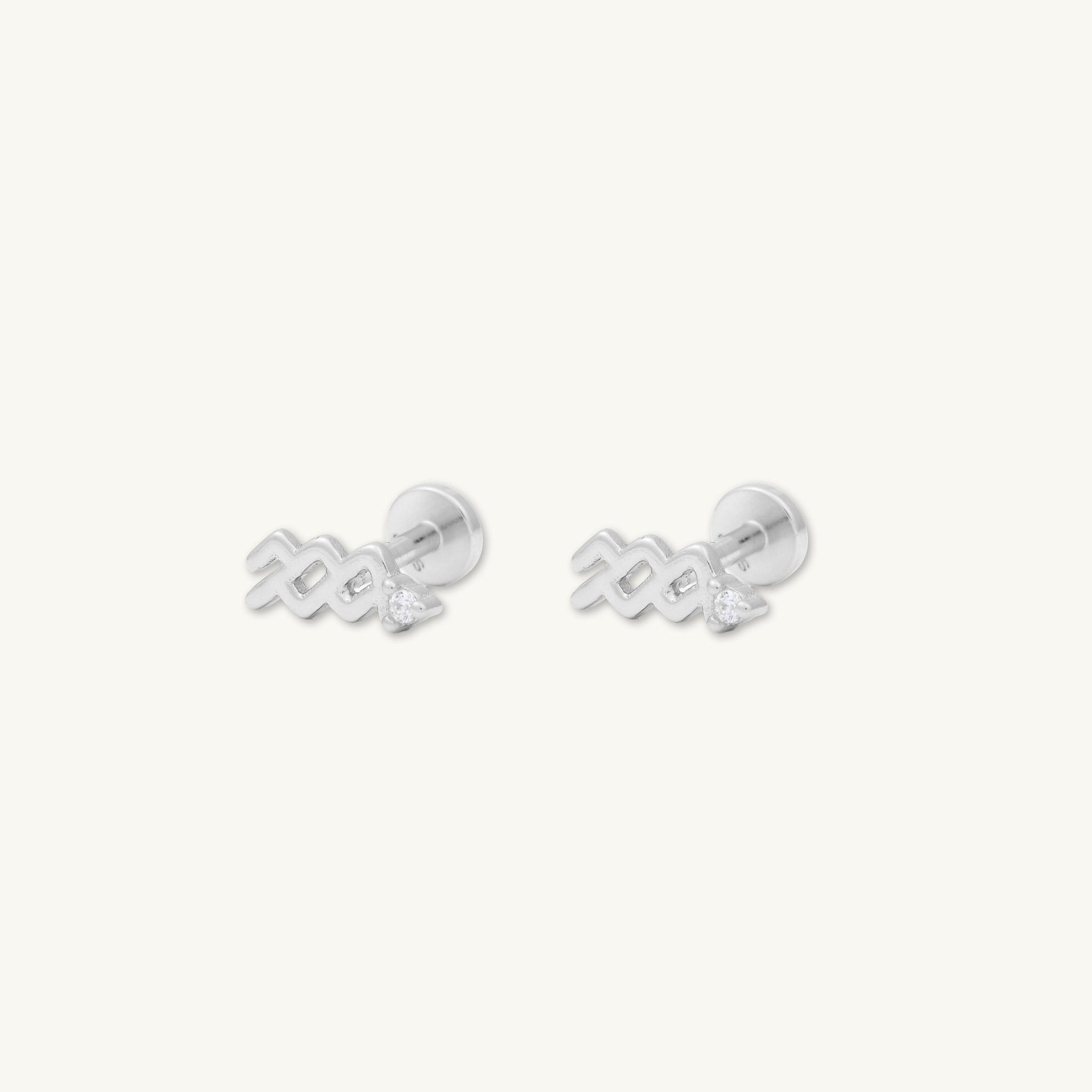 Aquarius Zodiac Star Sign Flat Back Earrings - Camile & Stone