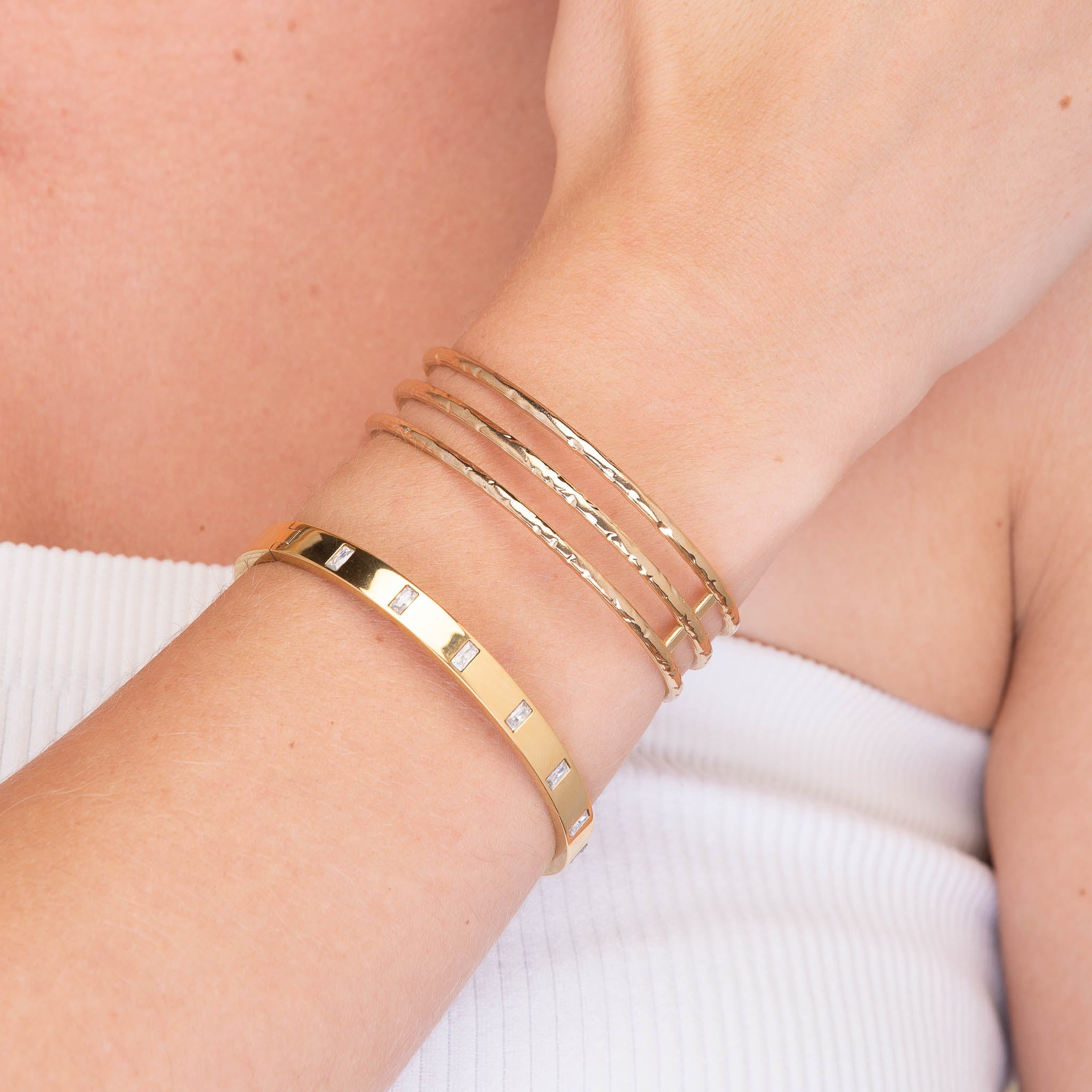 Baguette Hinged Bangle Bracelet - Camile & Stone