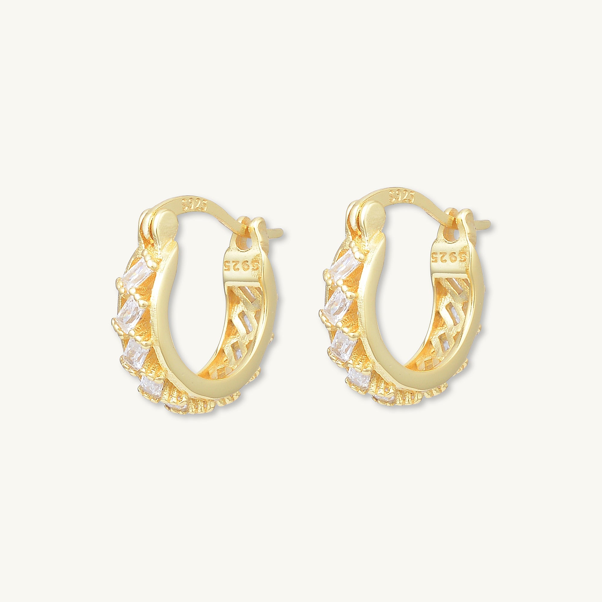 Baguette Sapphire Hoop Earrings - Camile & Stone