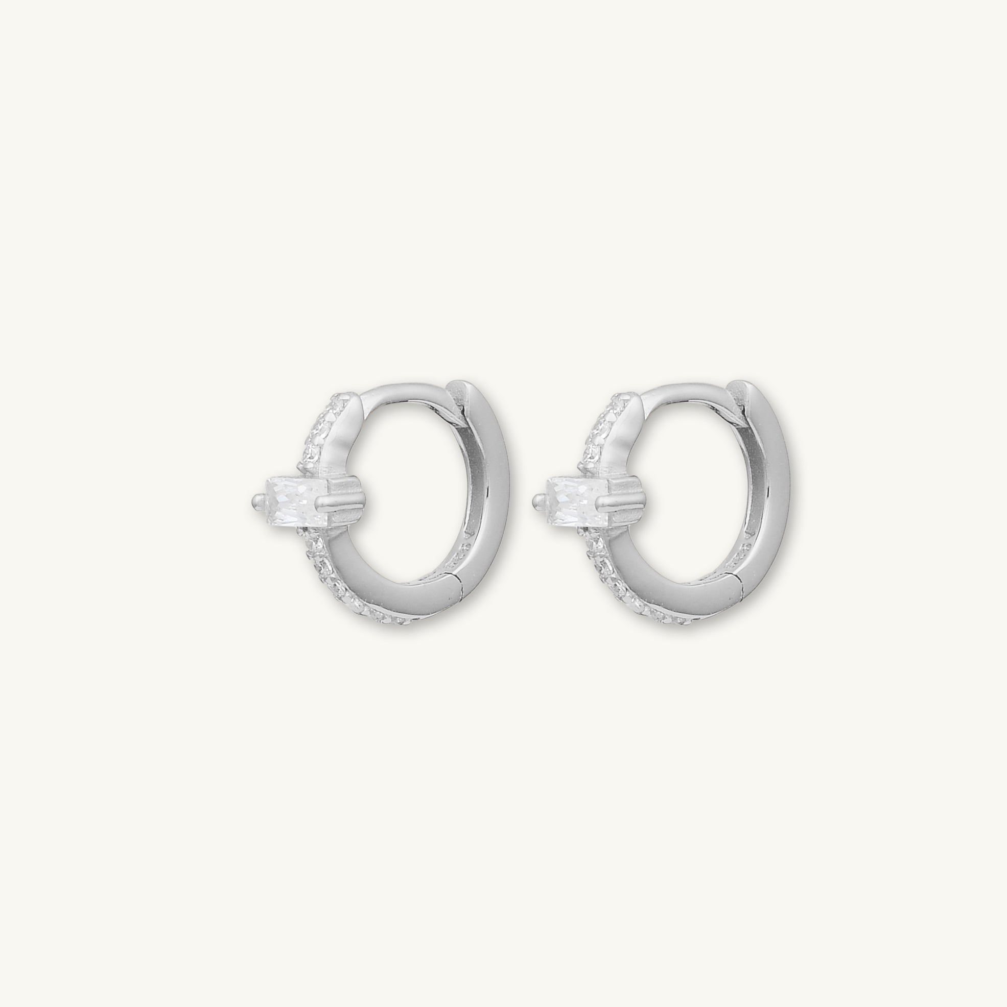 Baguette Zirconia Huggie Hoop Earrings - Camile & Stone