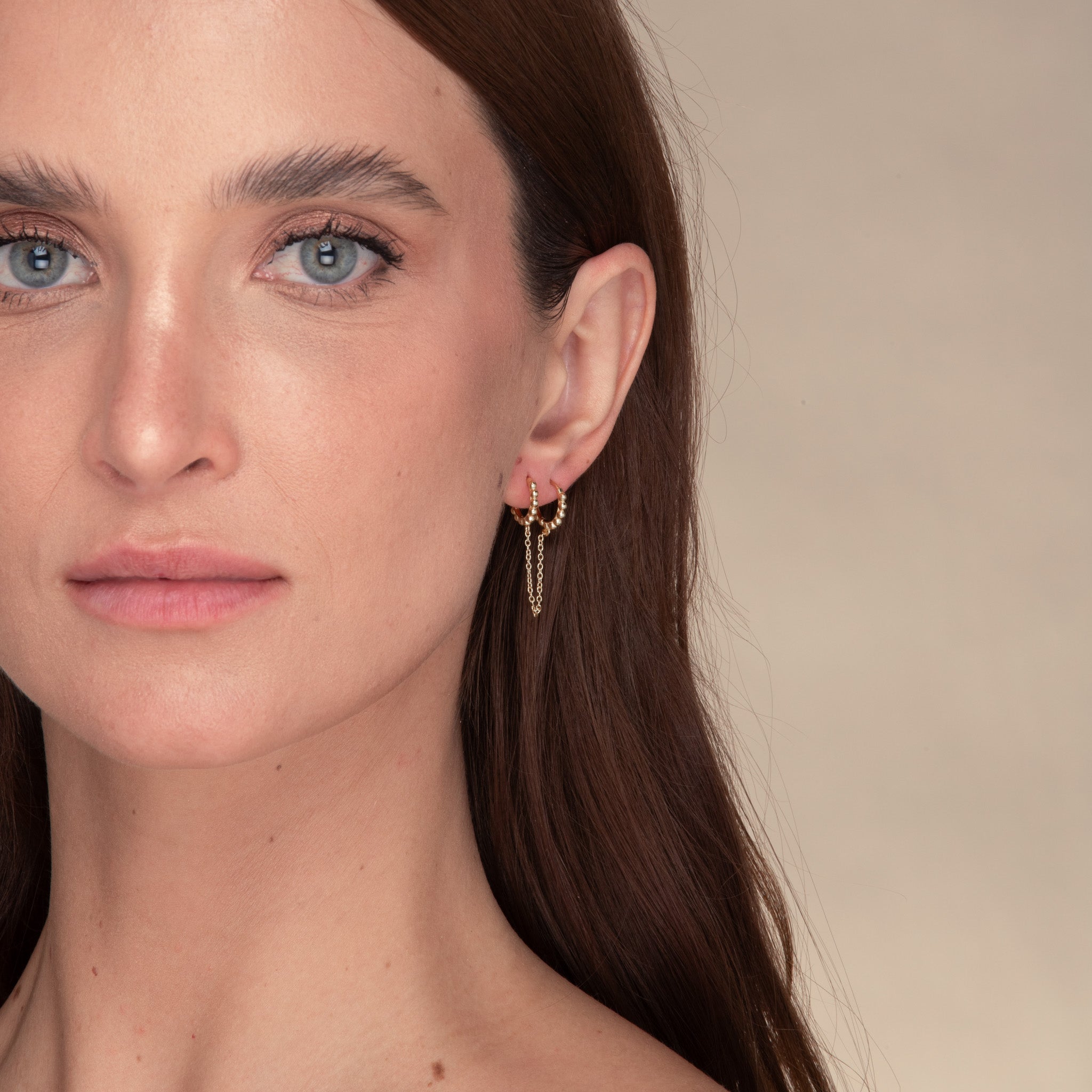 Ball Dangling Chain Huggie Earrings - Camile & Stone