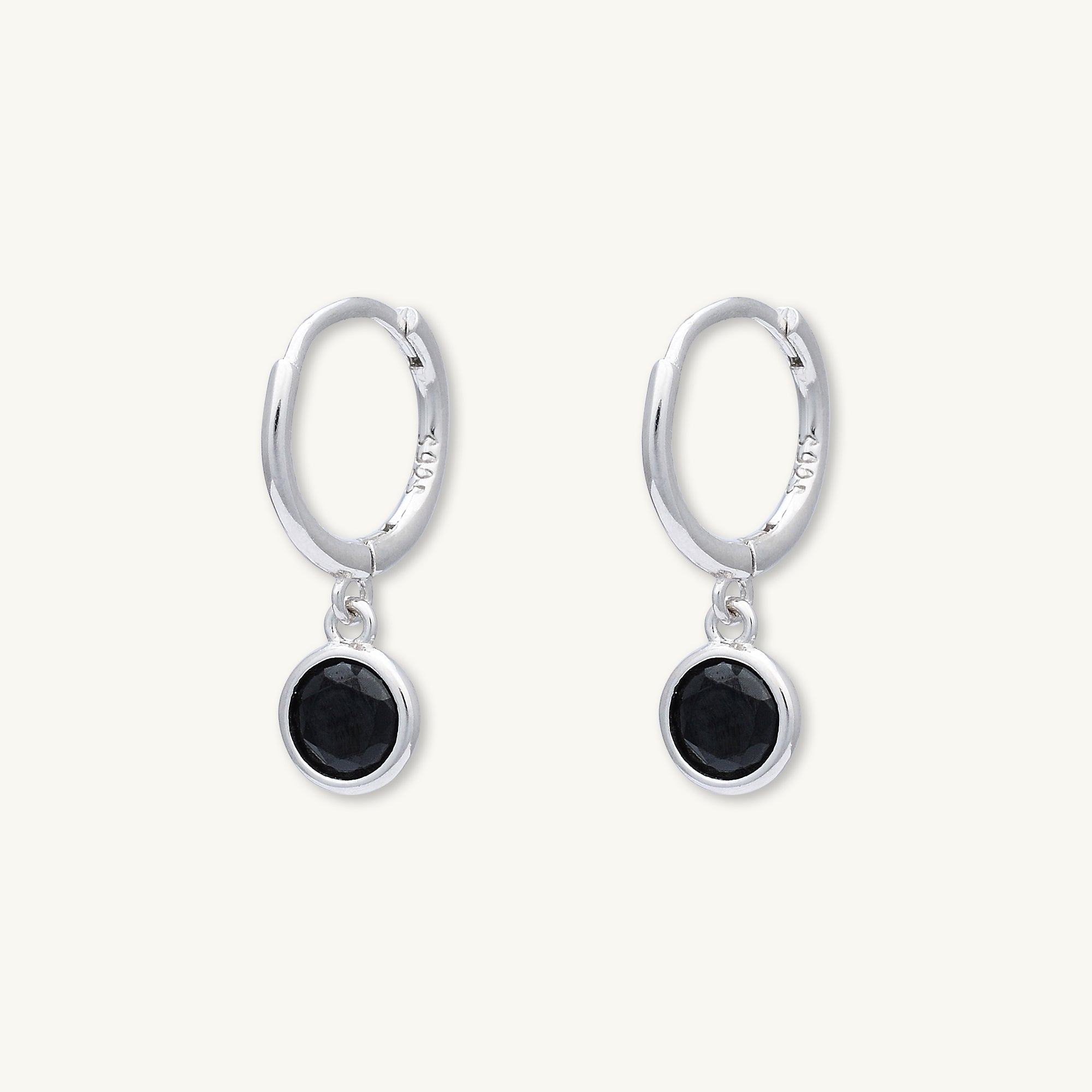 Black Circle Sapphire Hoop Earrings - Camile & Stone