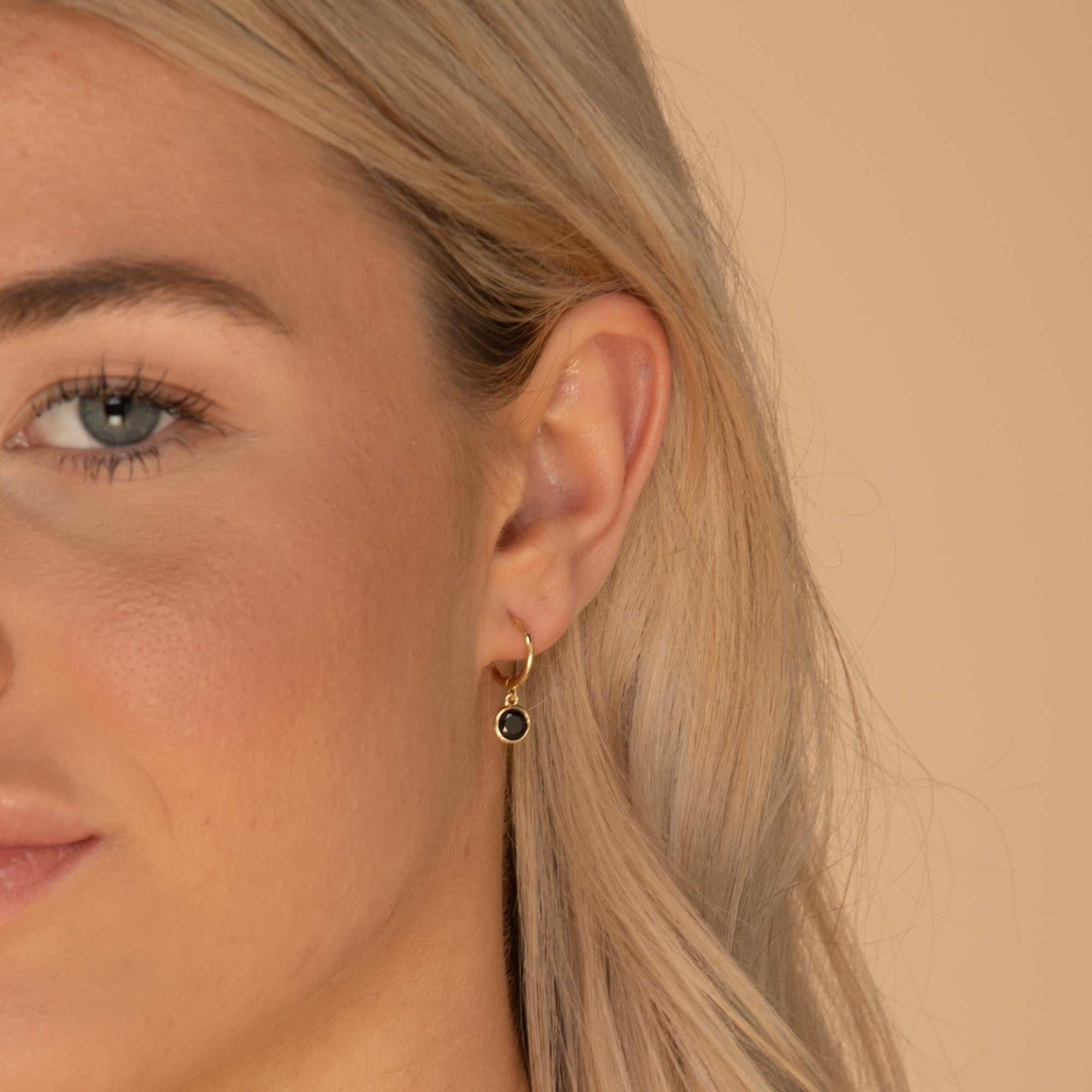 Black Circle Sapphire Hoop Earrings - Camile & Stone