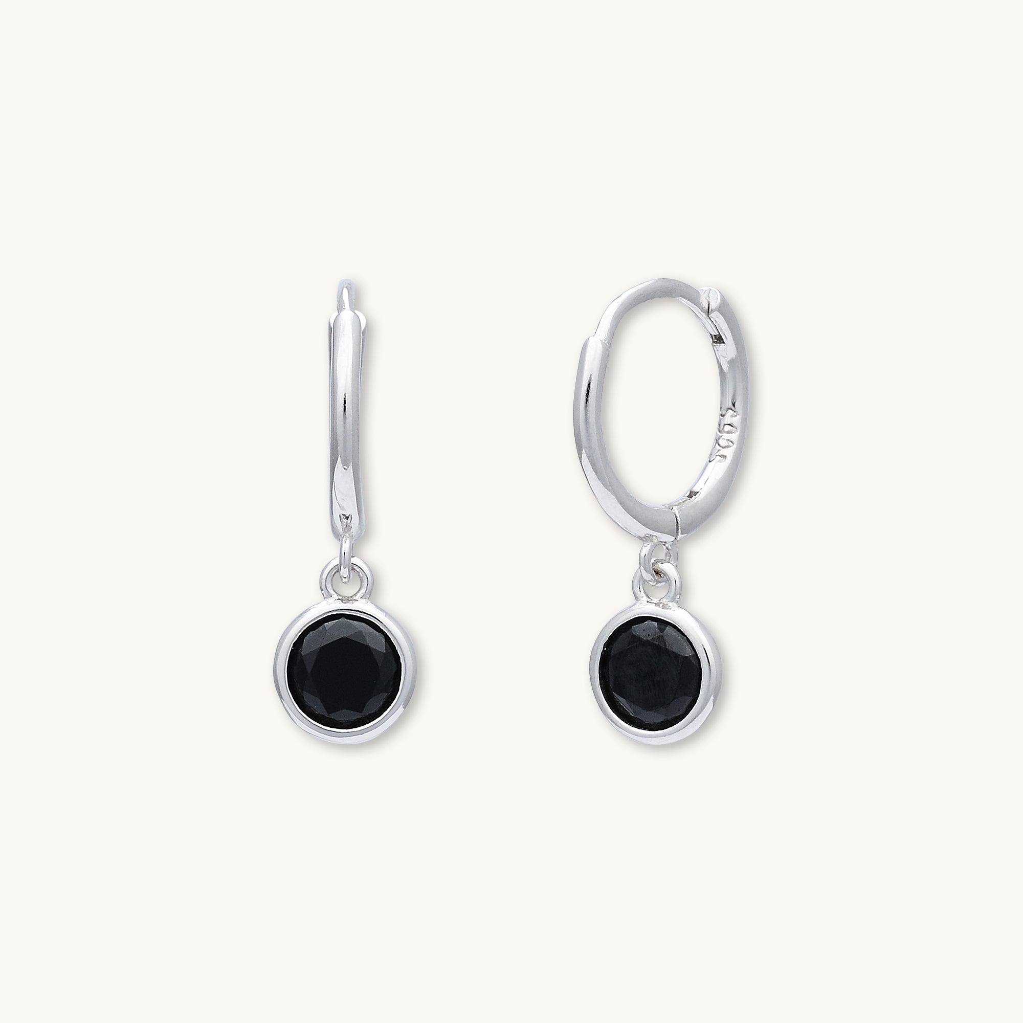Black Circle Sapphire Hoop Earrings - Camile & Stone