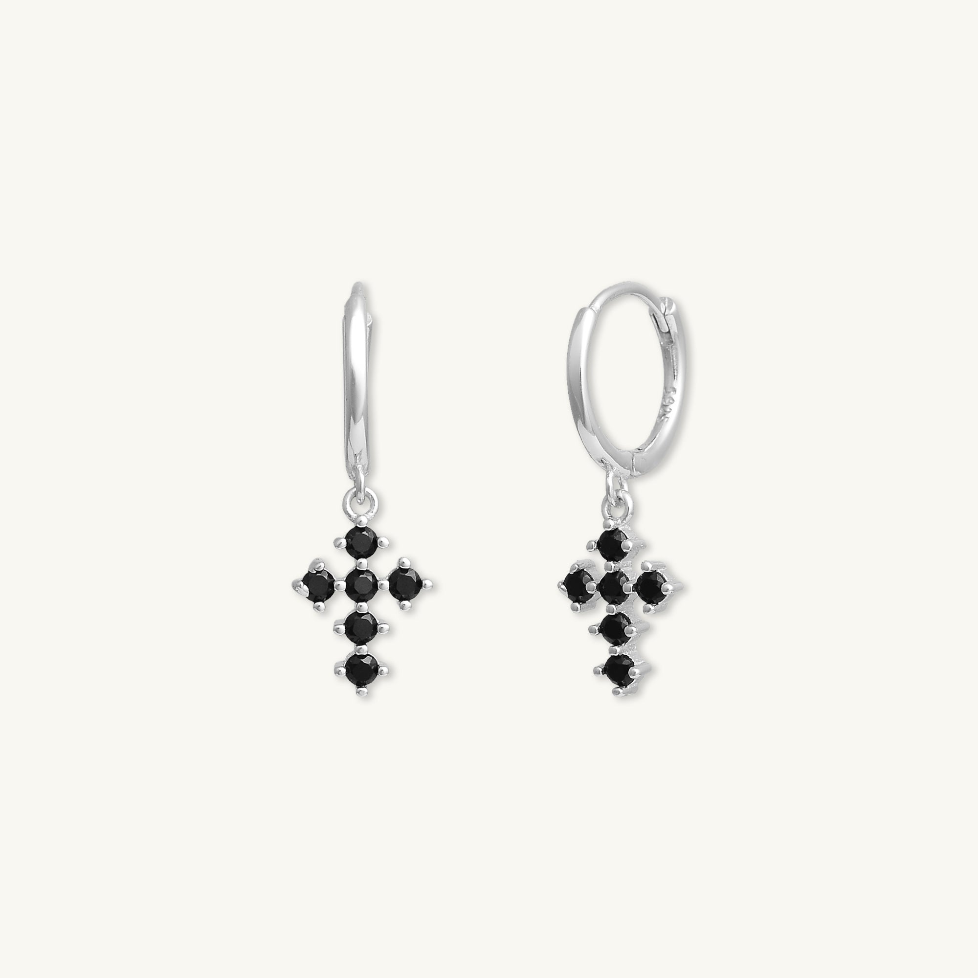 Black Cross Zirconia Huggie Earrings - Camile & Stone