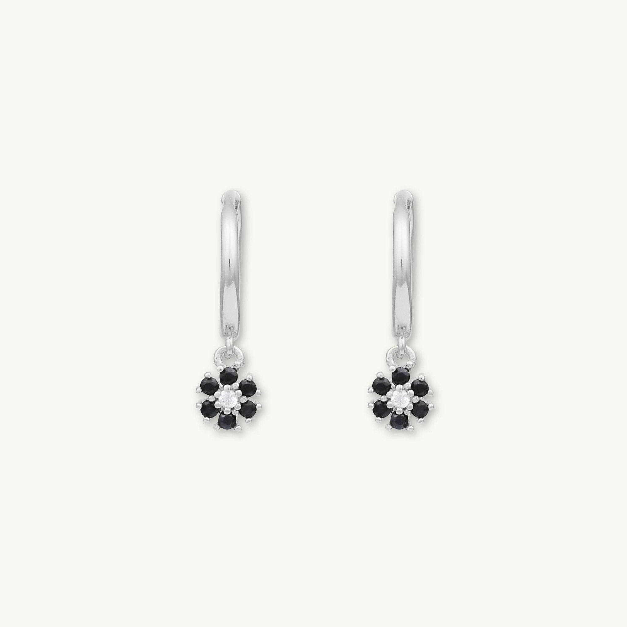 Black Flower Hoop Earrings - Camile & Stone