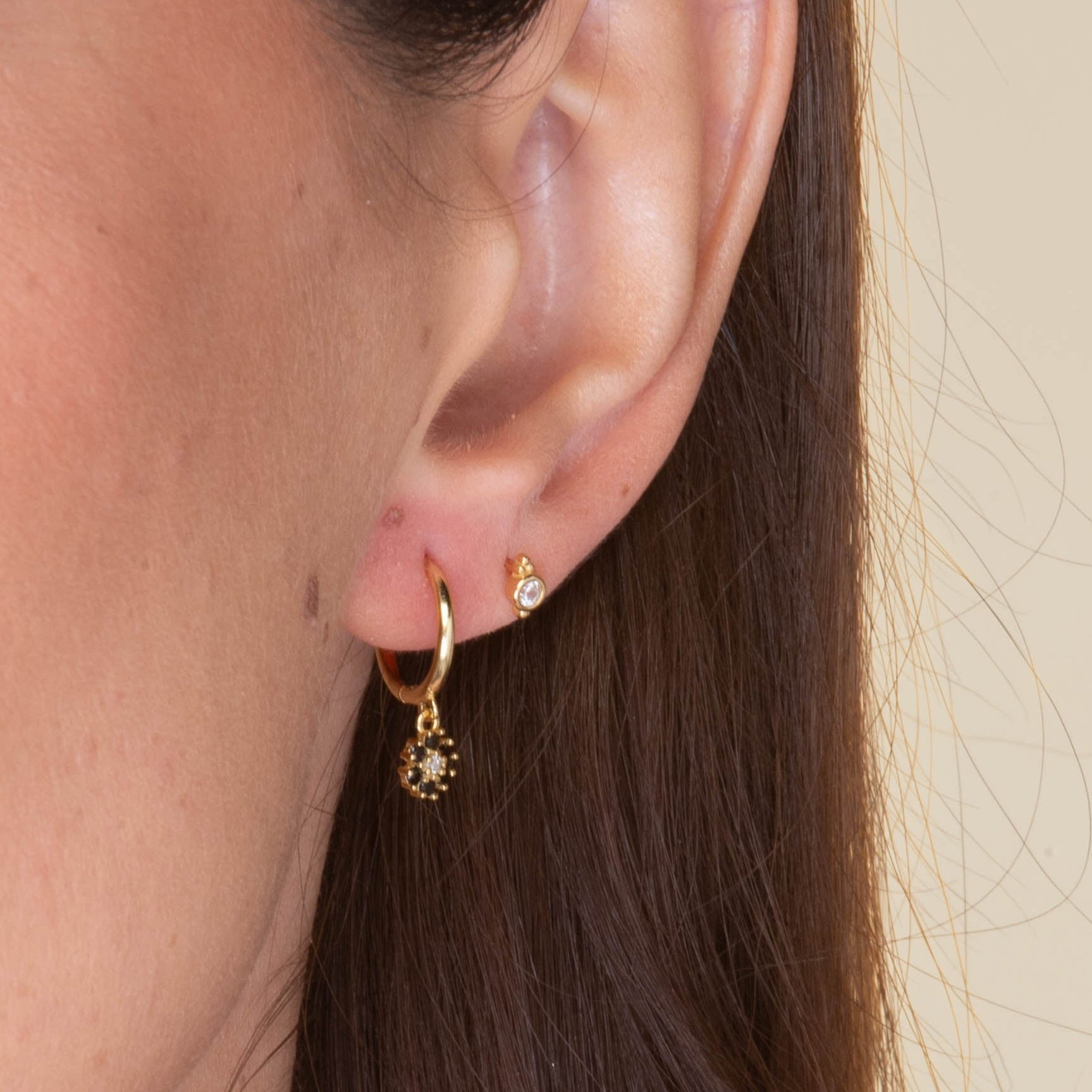 Black Flower Hoop Earrings - Camile & Stone