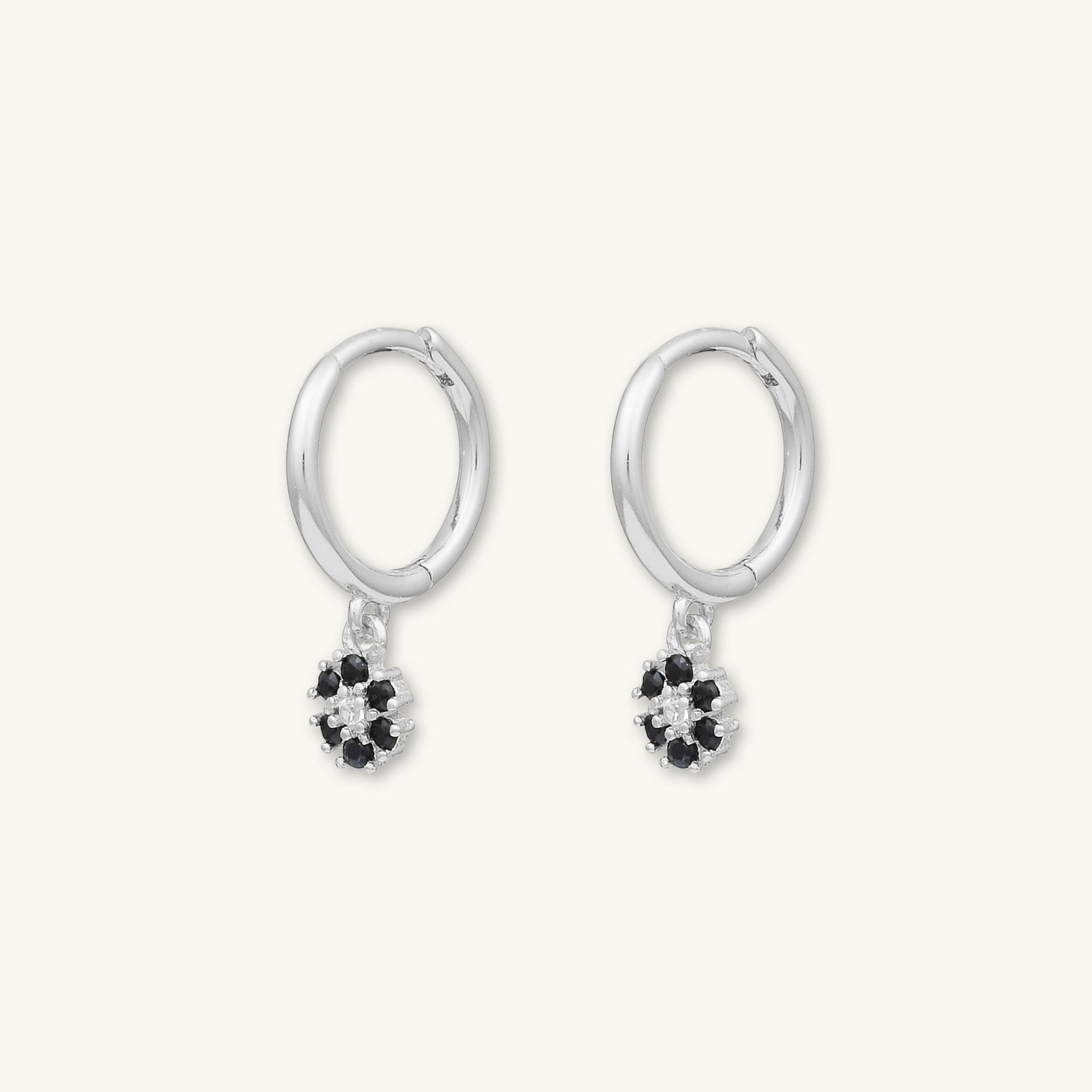 Black Flower Hoop Earrings - Camile & Stone
