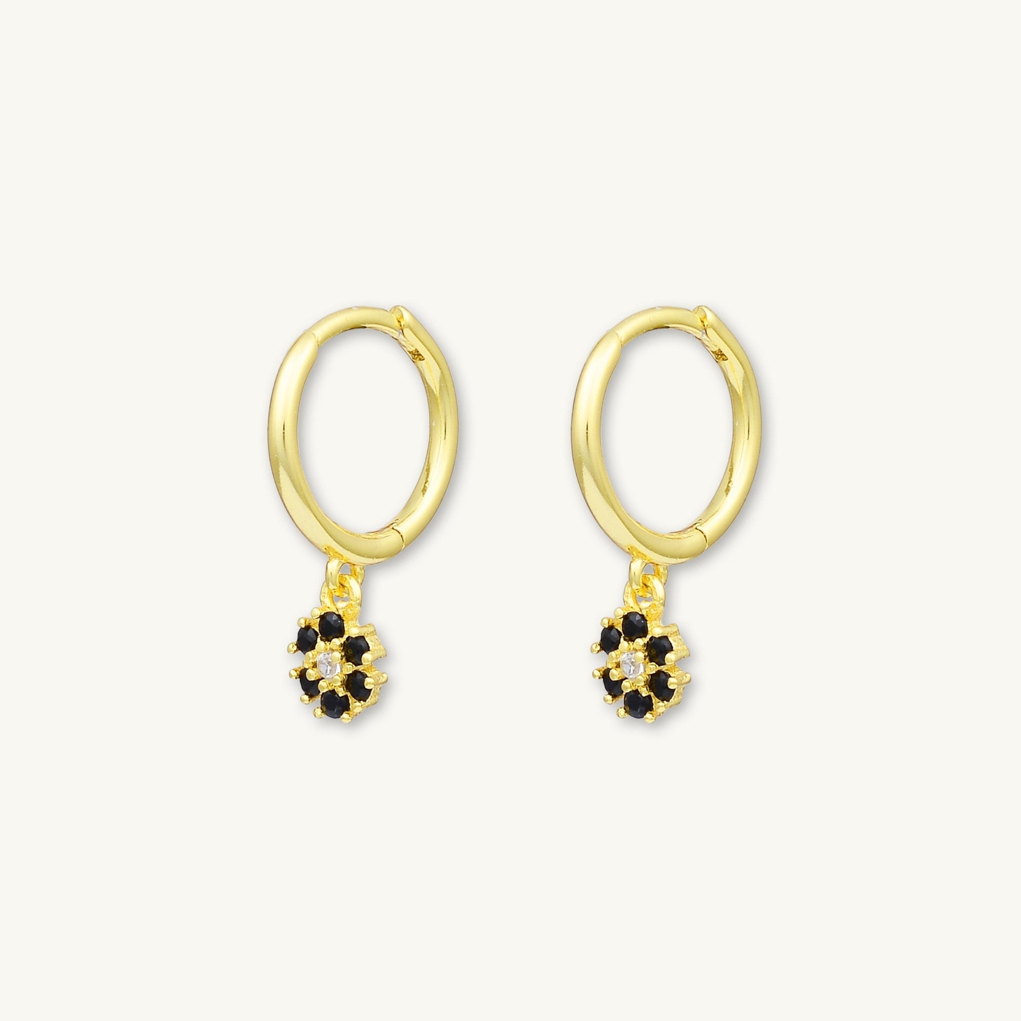 Black Flower Hoop Earrings - Camile & Stone