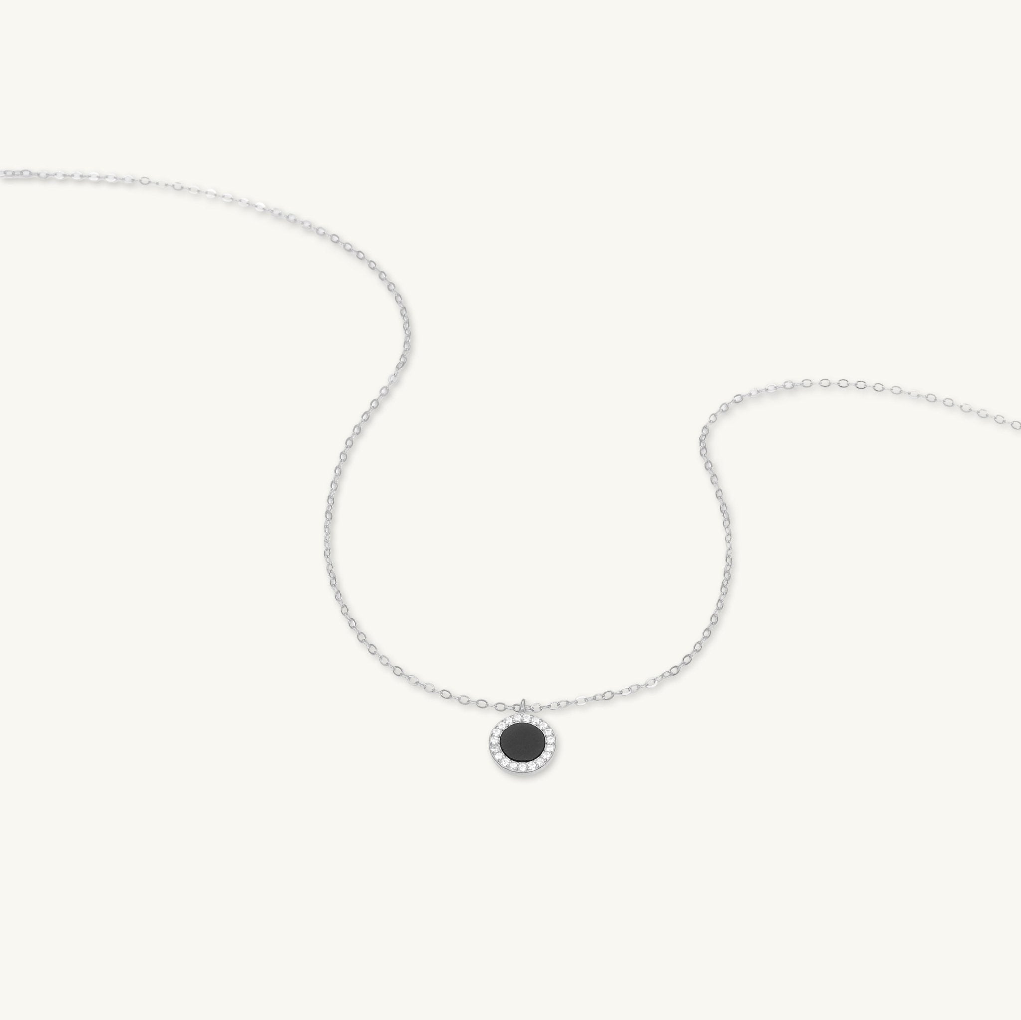 Black Lacquered Circle Necklace - Camile & Stone
