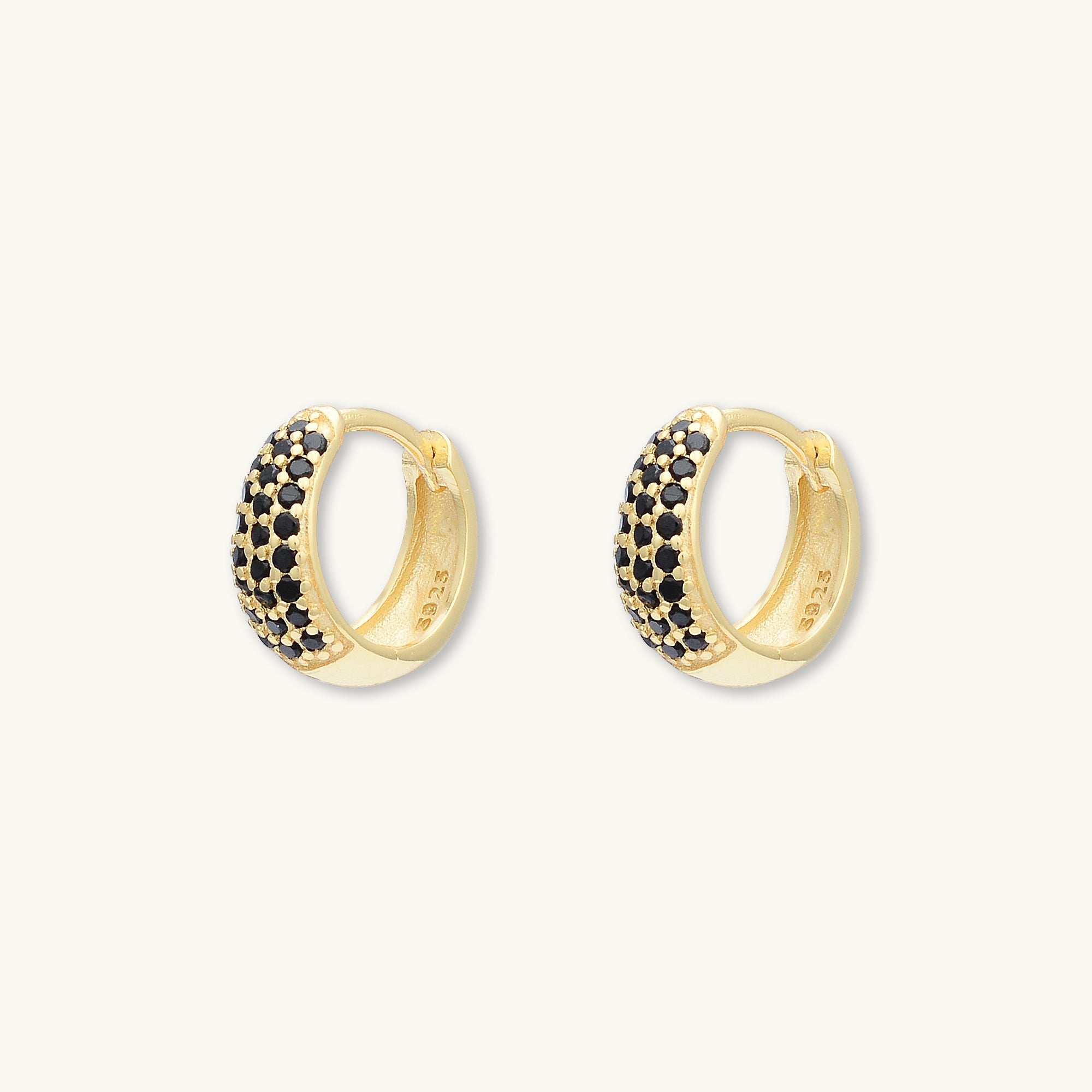 Black Sapphire Thick Dome Huggie Earrings - Camile & Stone