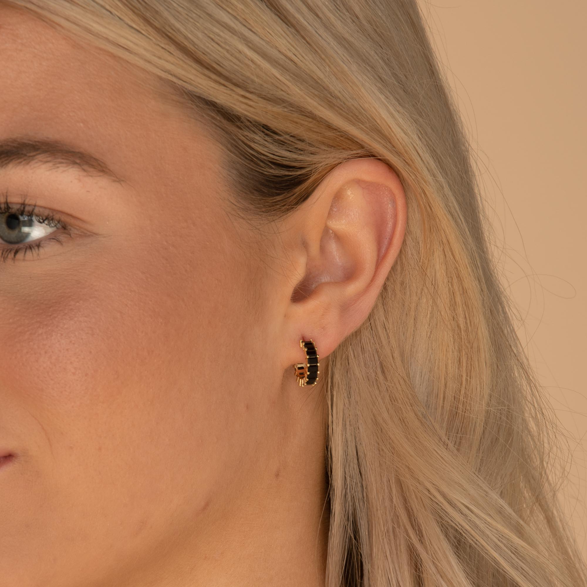 Black Statement Zirconia Huggie Hoop Earrings - Camile & Stone