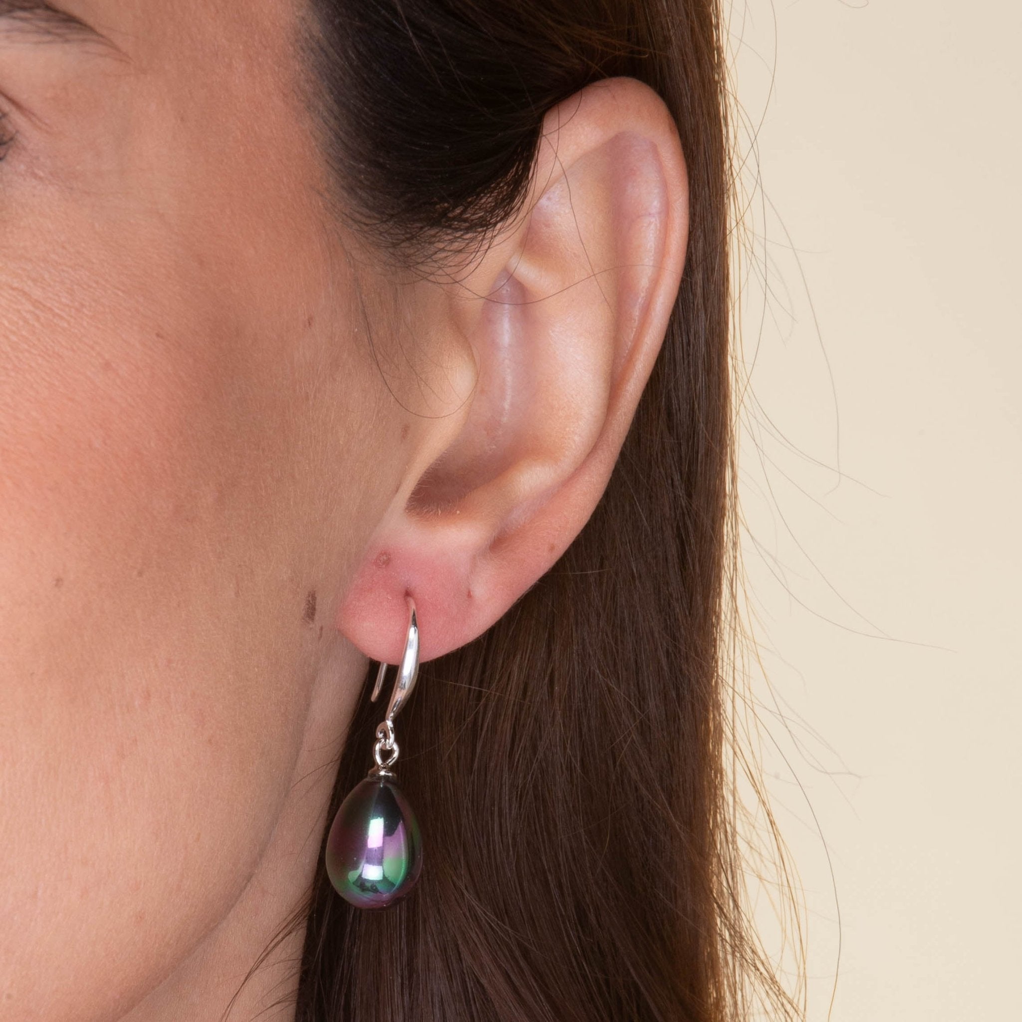 Black Teardrop Pearl Drop Earrings - Camile & Stone