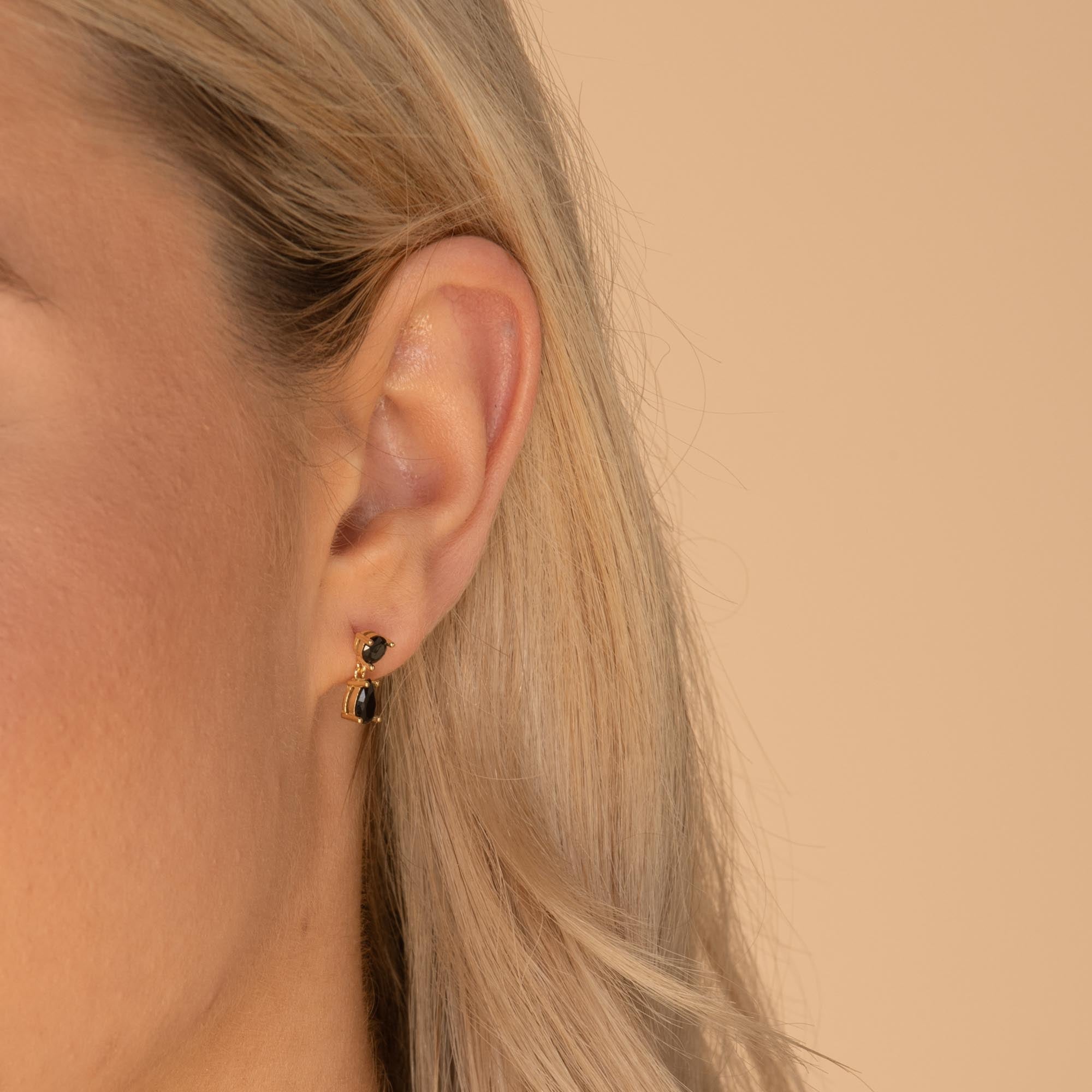 Black Teardrop Sapphire Earrings - Camile & Stone
