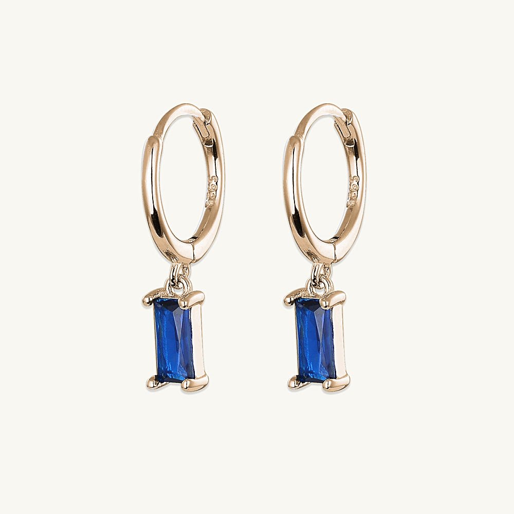 Blue Baguette Hoop Earrings - Camile & Stone