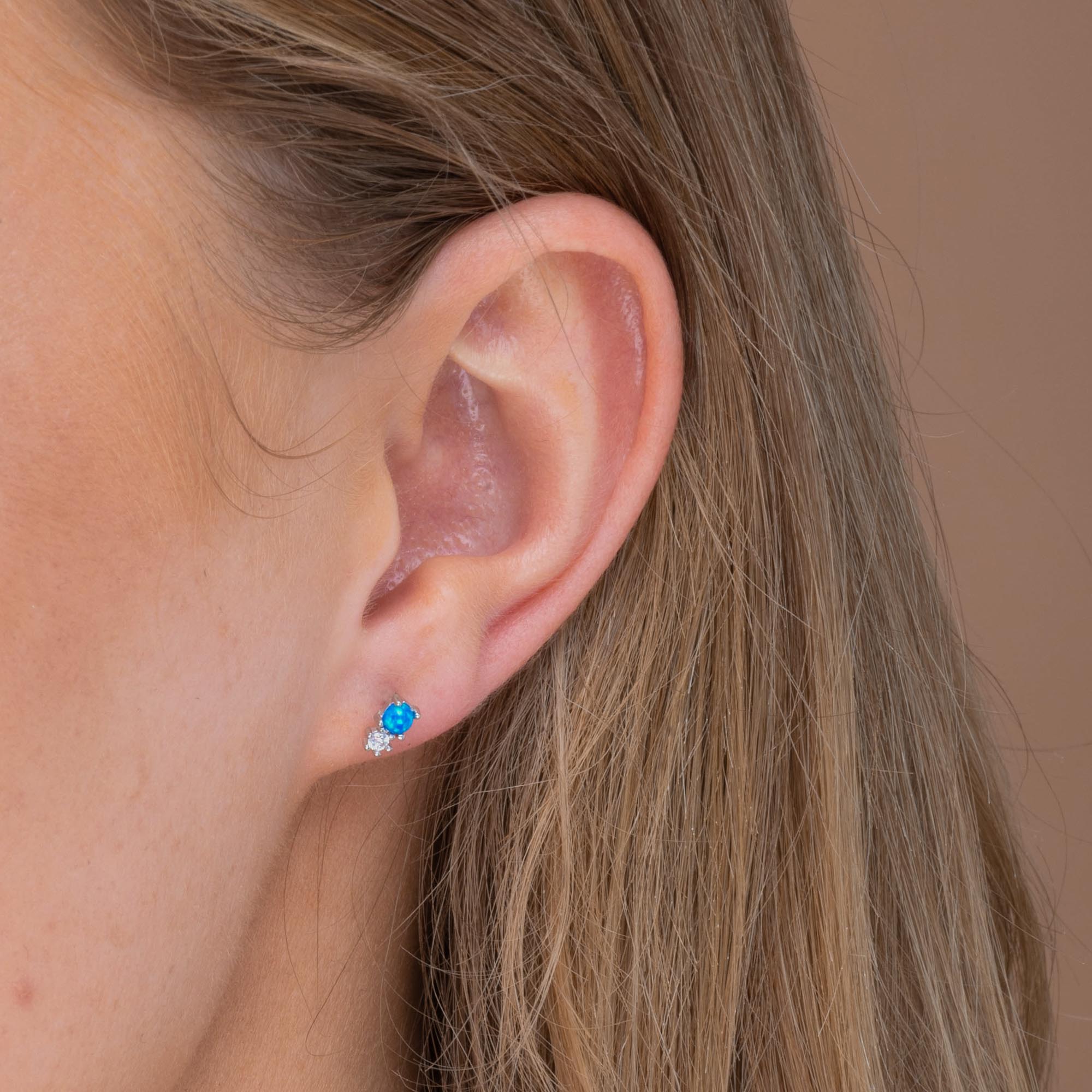 Blue Opal Sapphire Stud Earrings - Camile & Stone