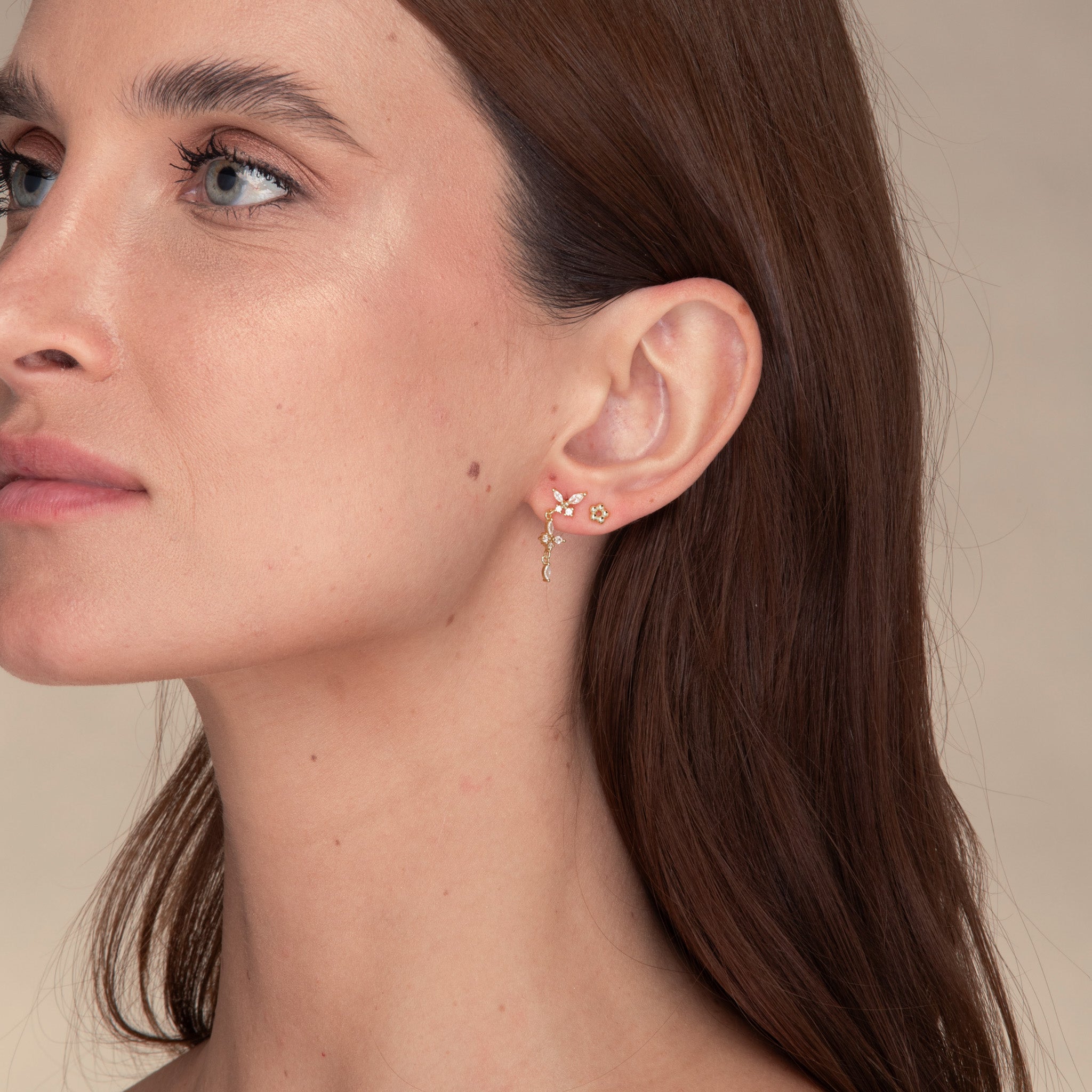 Butterfly Zirconia Dangle Stud Earrings - Camile & Stone