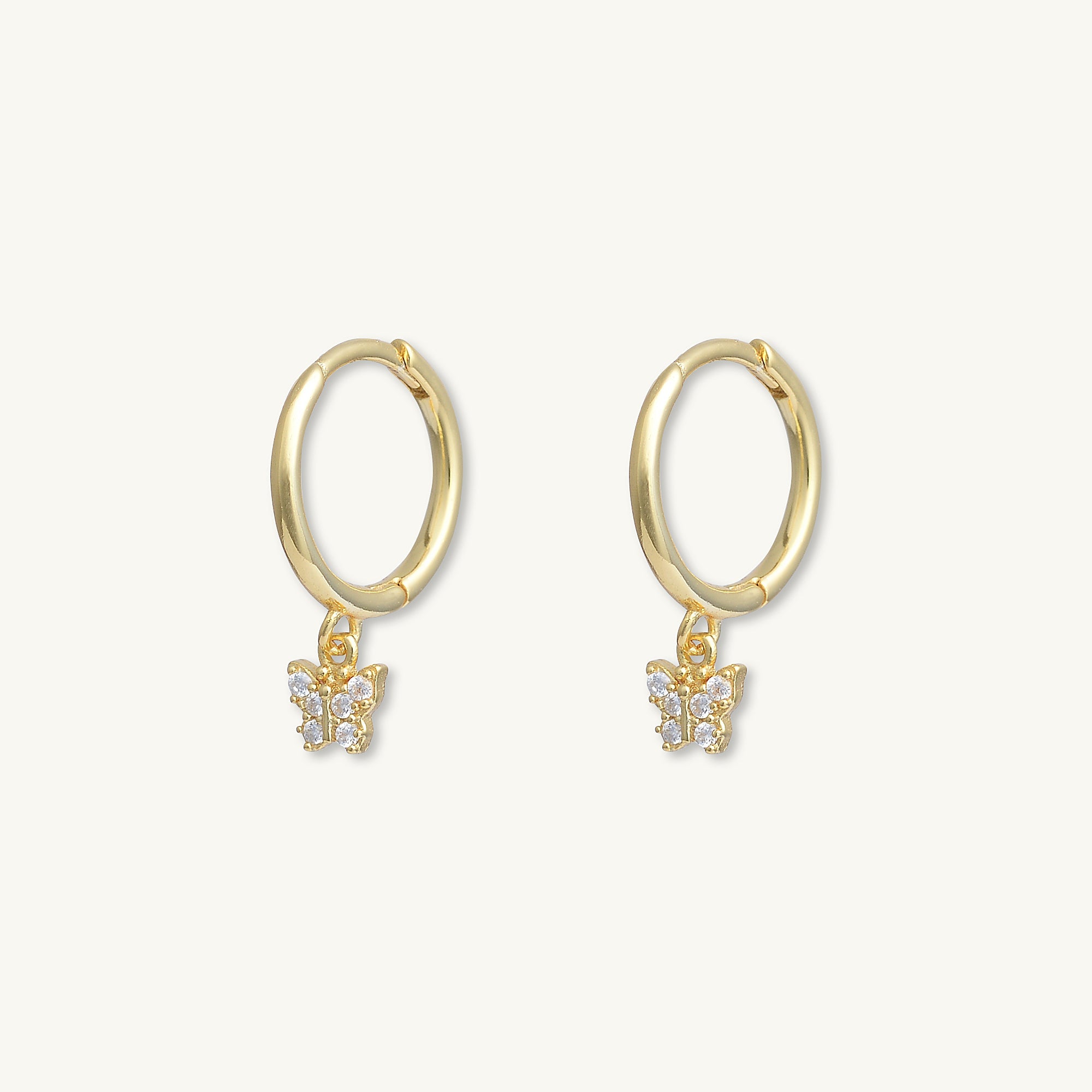 Butterfly Zirconia Drop Huggie Earrings - Camile & Stone