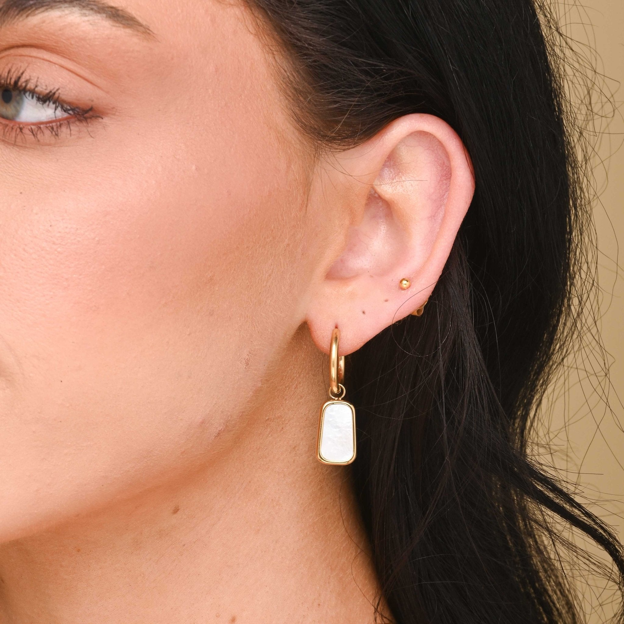 Casey MOP Huggie Earrings - Camile & Stone