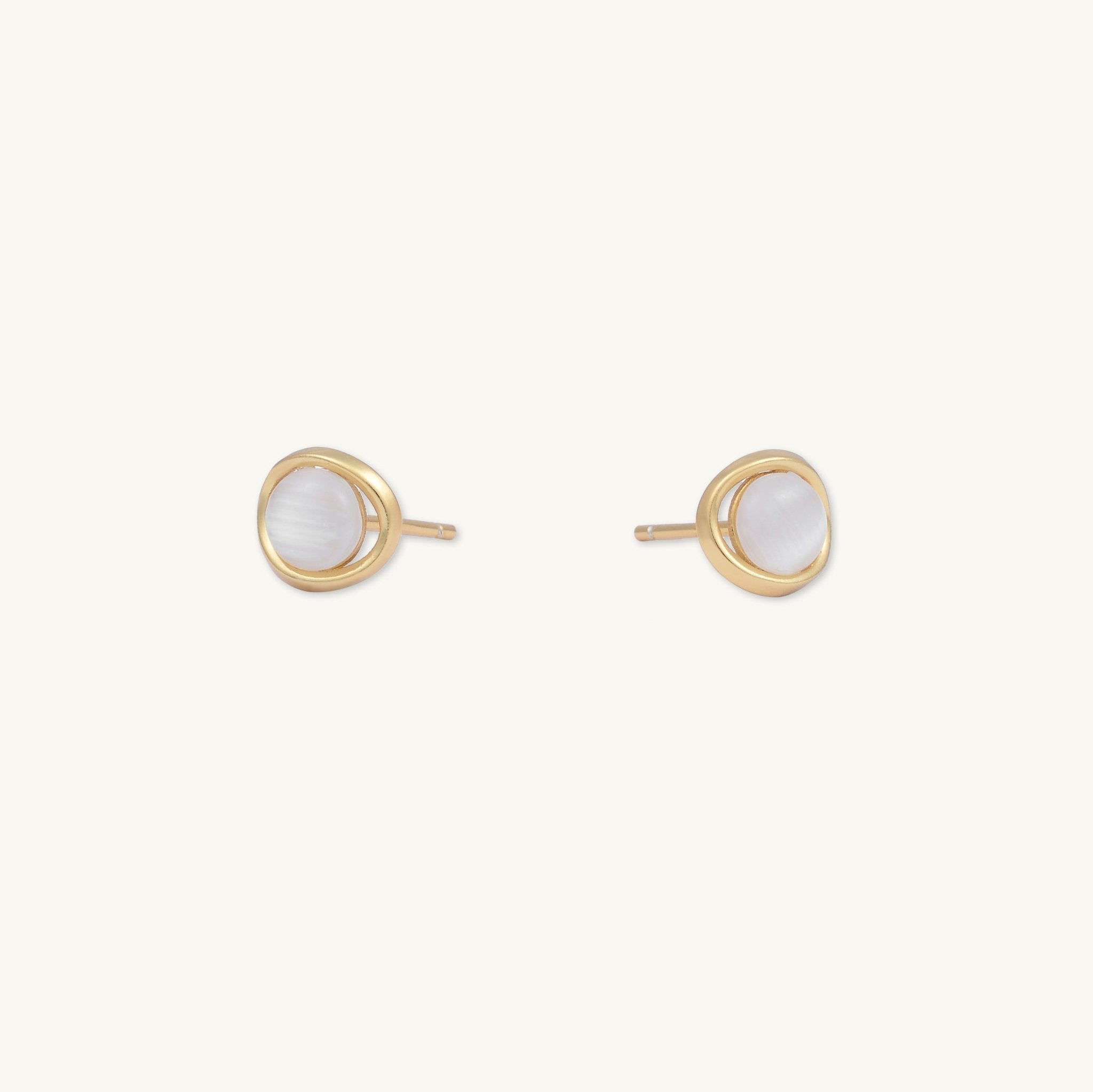 Circular Moonstone Stud Earrings - Camile & Stone