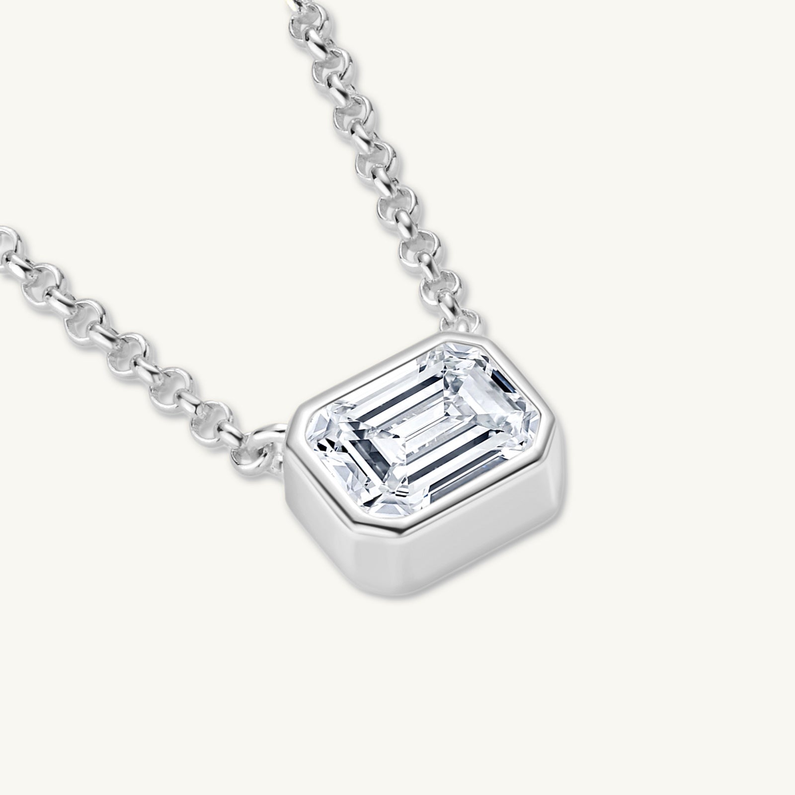 Classic Emerald Bezel Moissanite Necklace 1 Carat - Camile & Stone