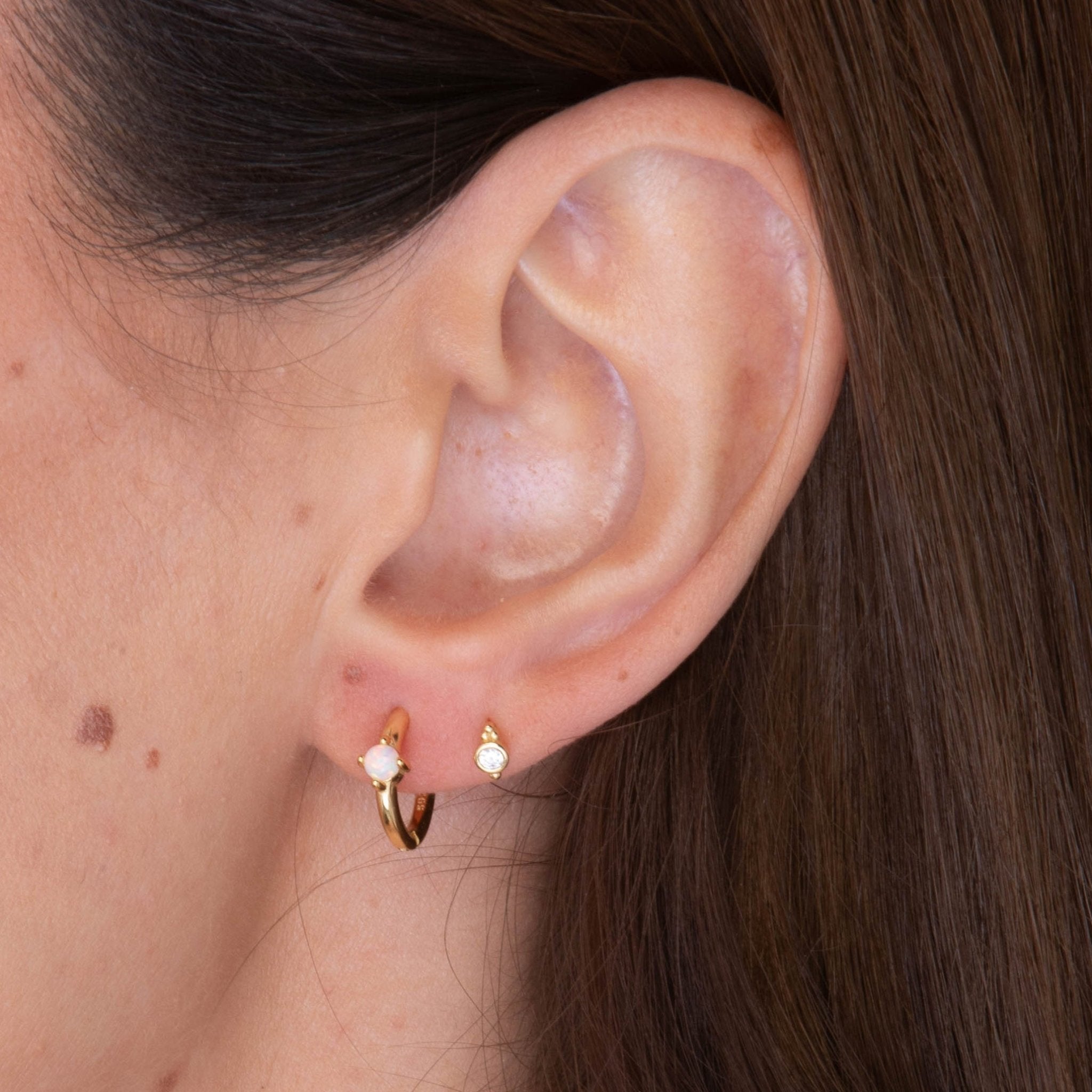 Classic Opal Huggie Hoop Earrings - Camile & Stone