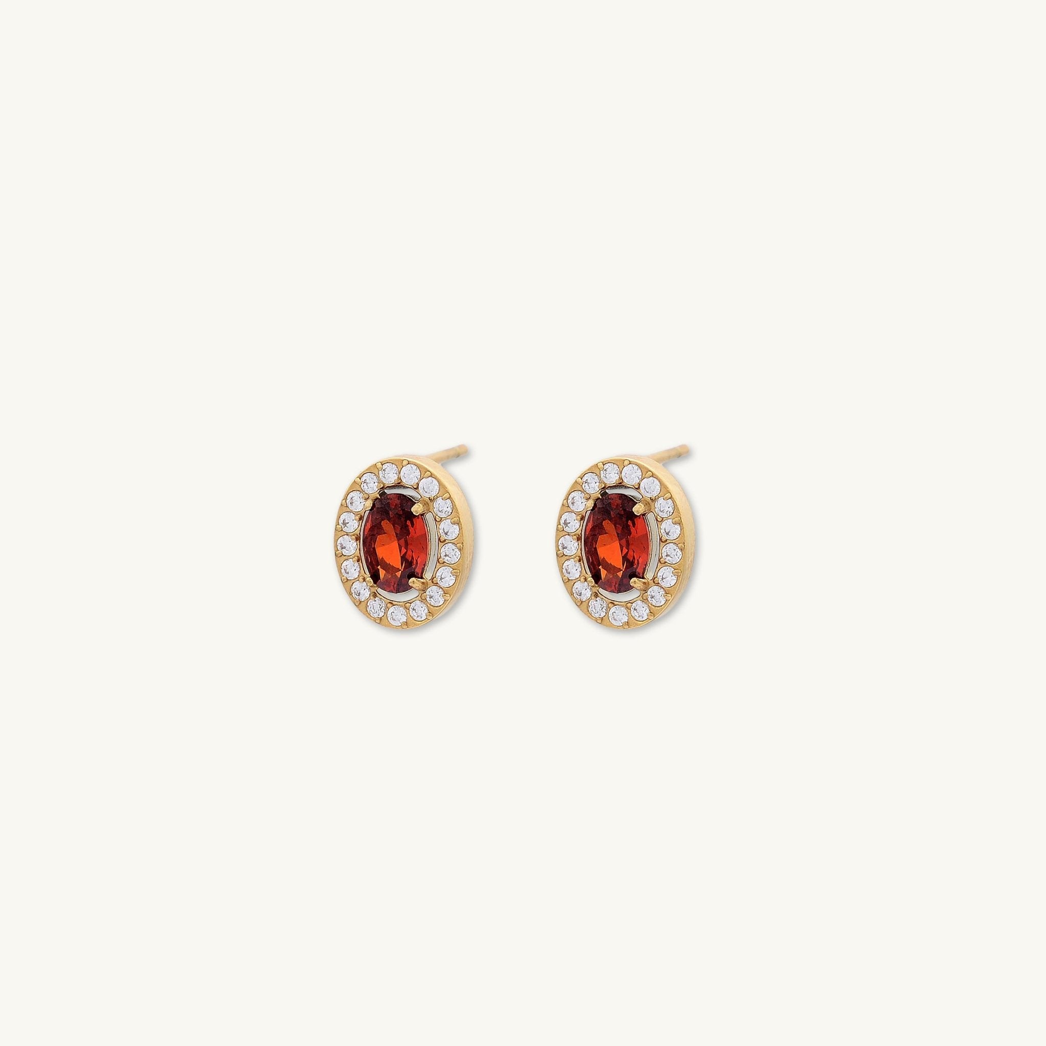 Classic Ruby Oval Earrings - Camile & Stone