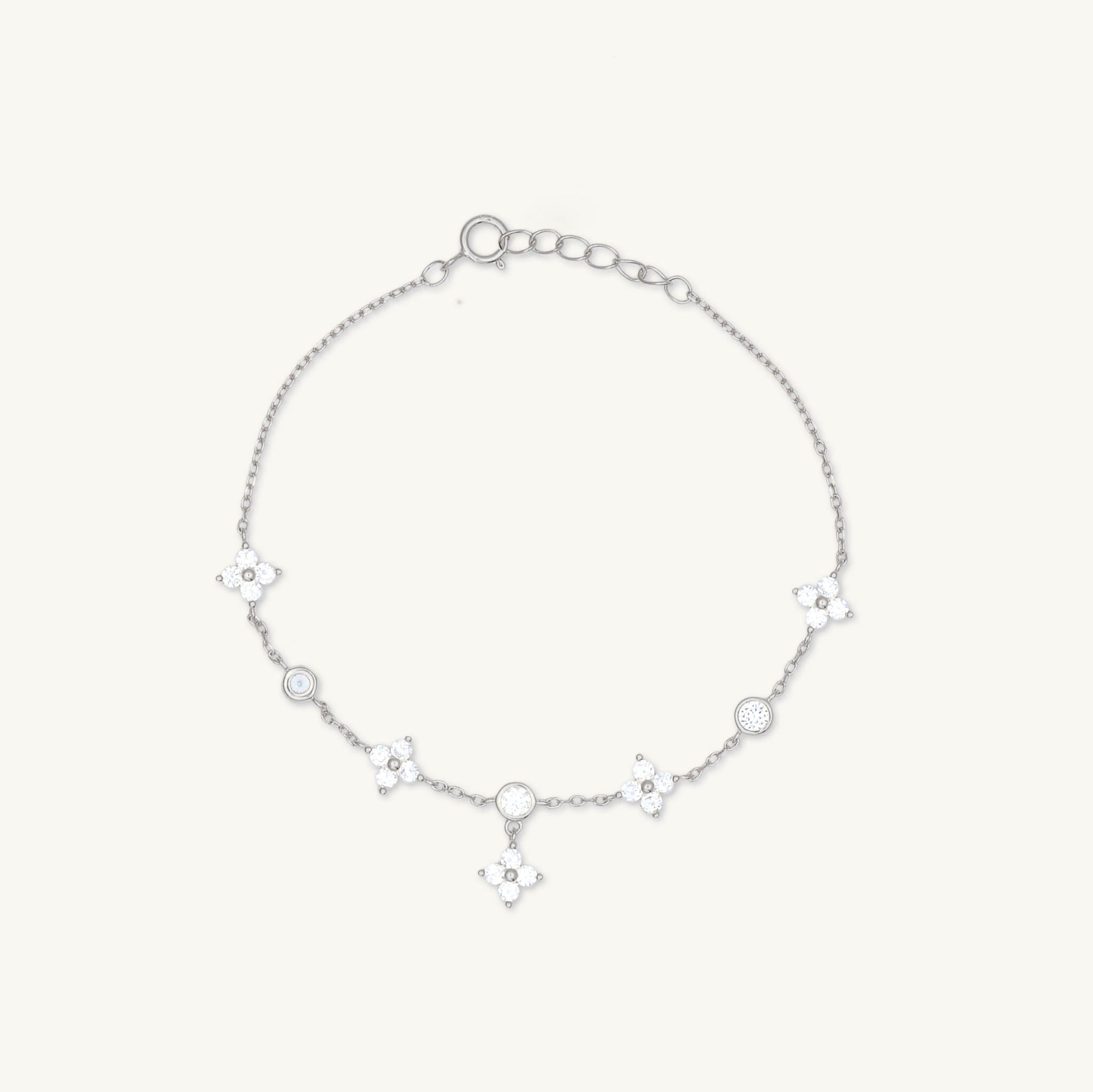 Clover Bezel Station Chain Bracelet - Camile & Stone