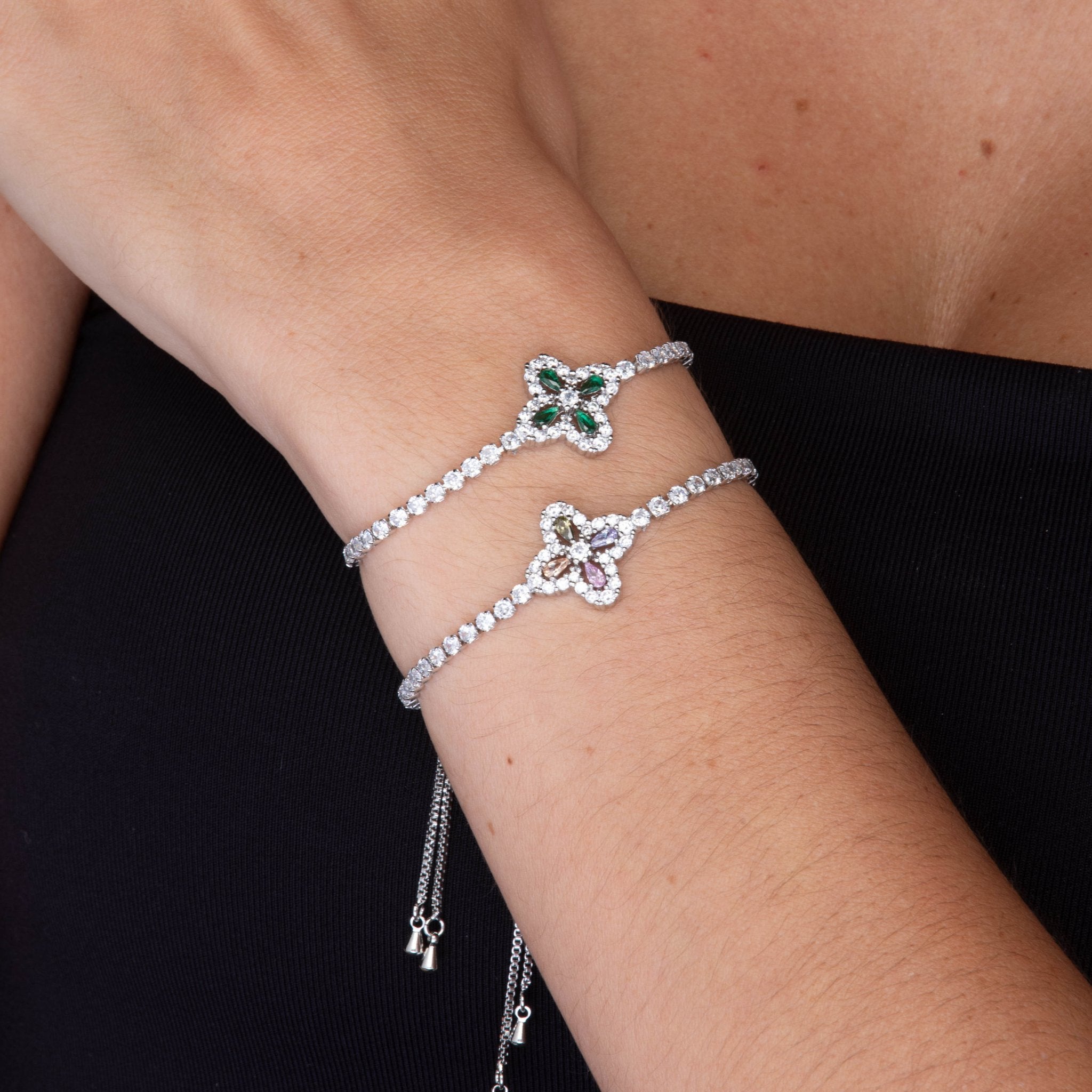 Clover Emerald Tennis Bracelet - Camile & Stone