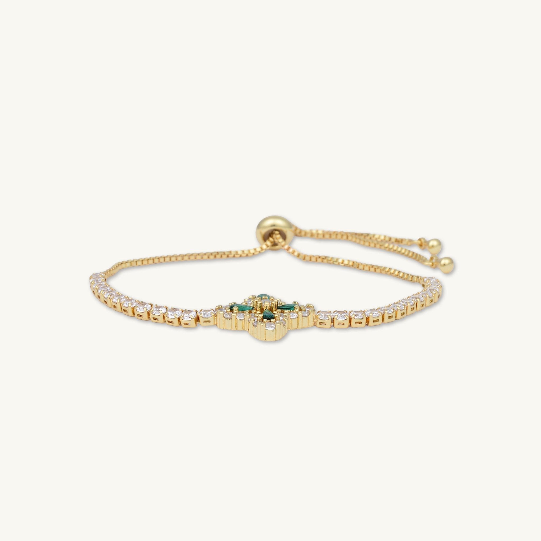 Clover Emerald Tennis Bracelet - Camile & Stone