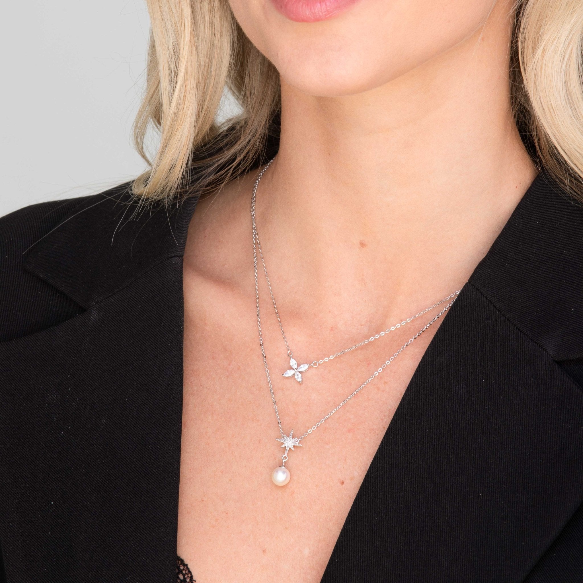 Clover Marquise Sapphire Chain Necklace - Camile & Stone