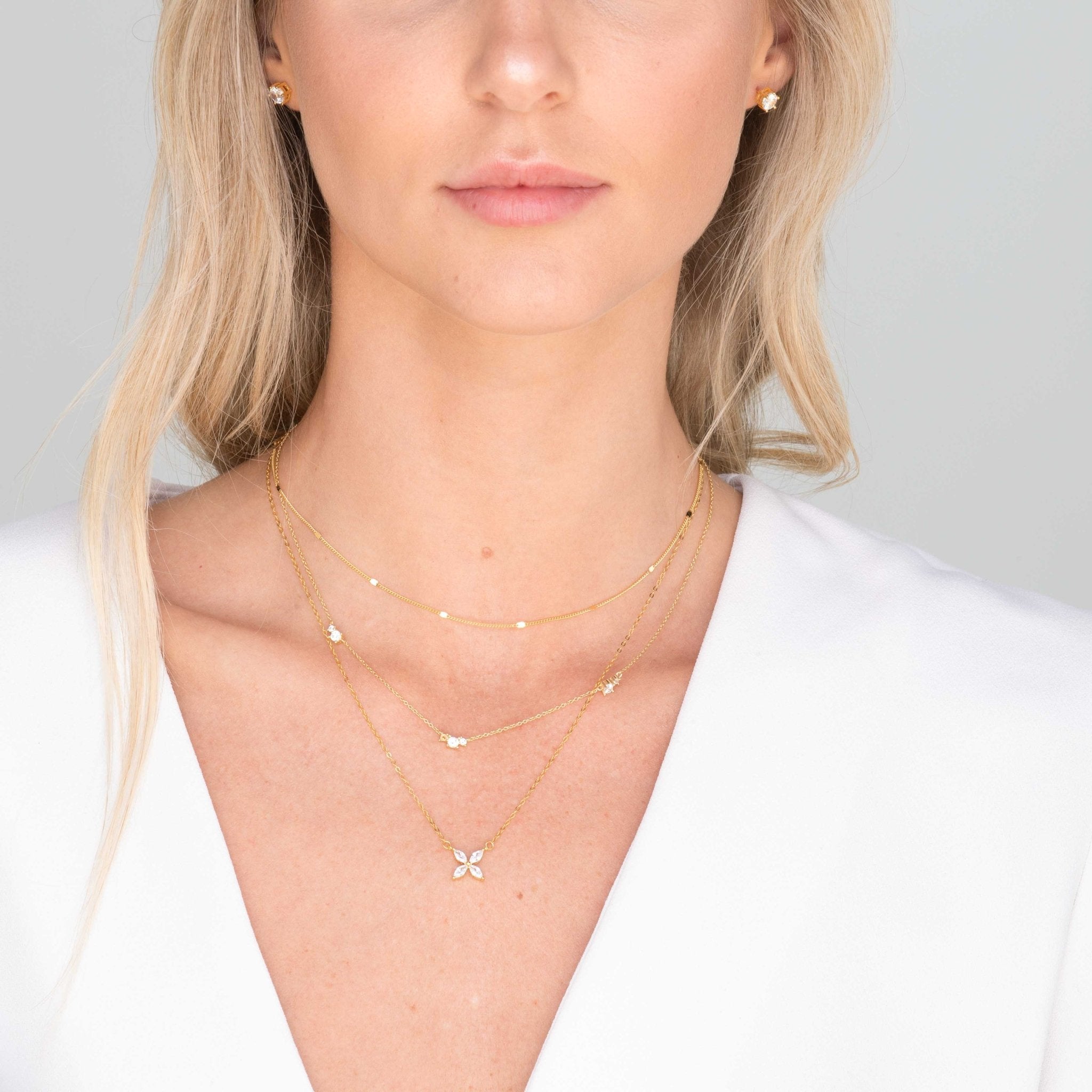 Clover Marquise Sapphire Chain Necklace - Camile & Stone