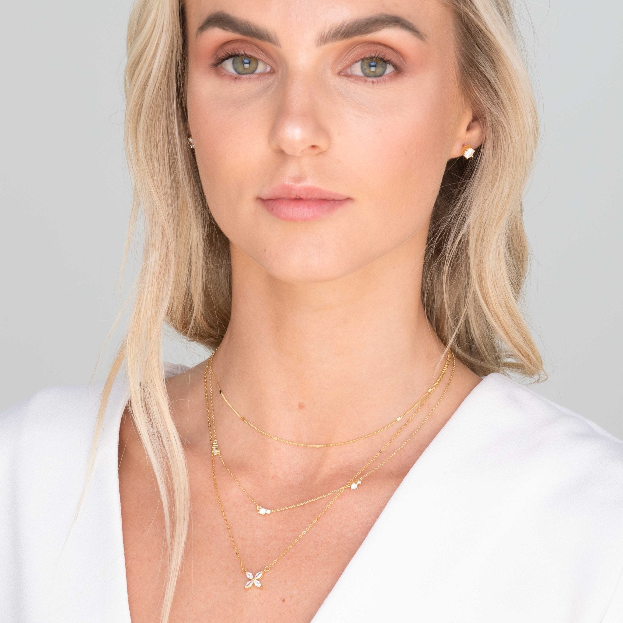 Clover Marquise Sapphire Chain Necklace - Camile & Stone